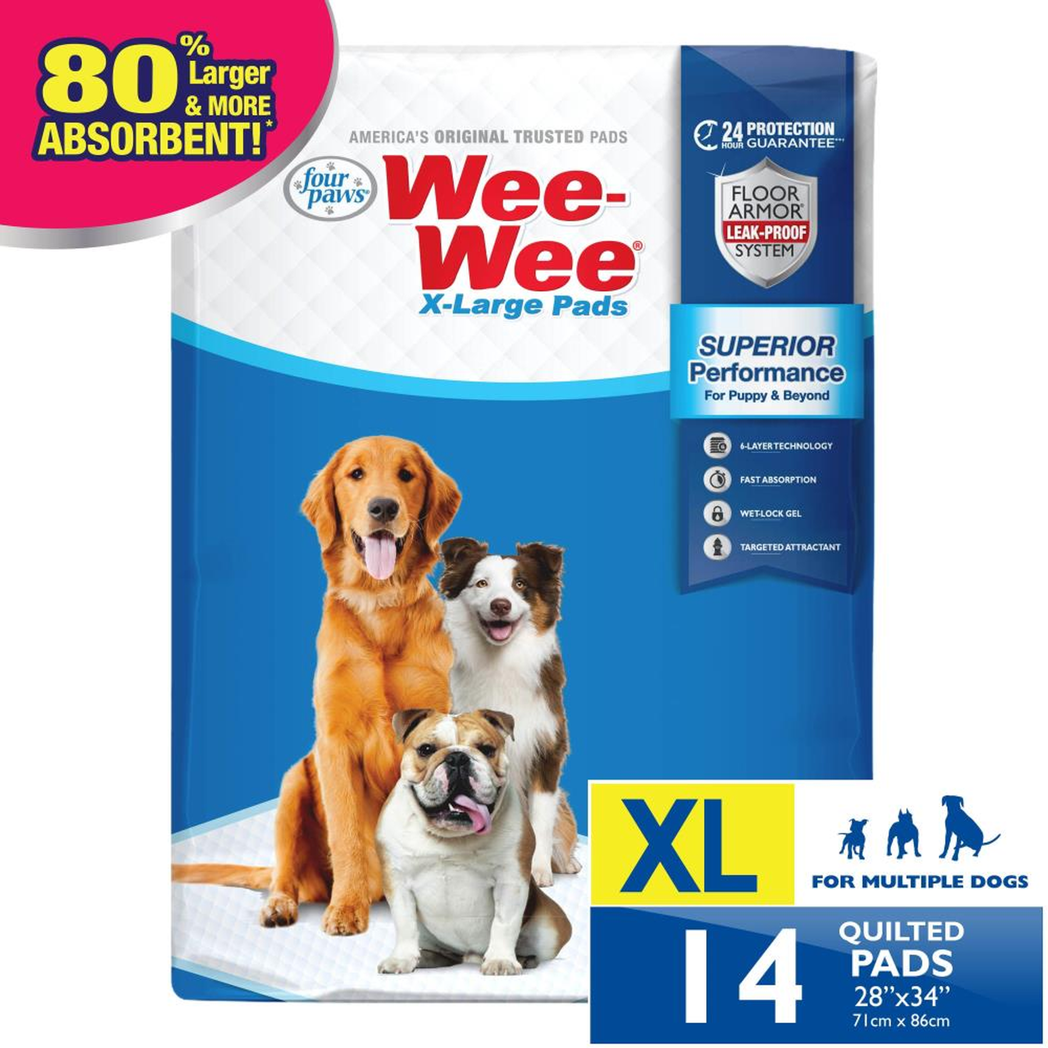 Four Paws Wee-Wee Superior Performance X-Large Dog Pads package front