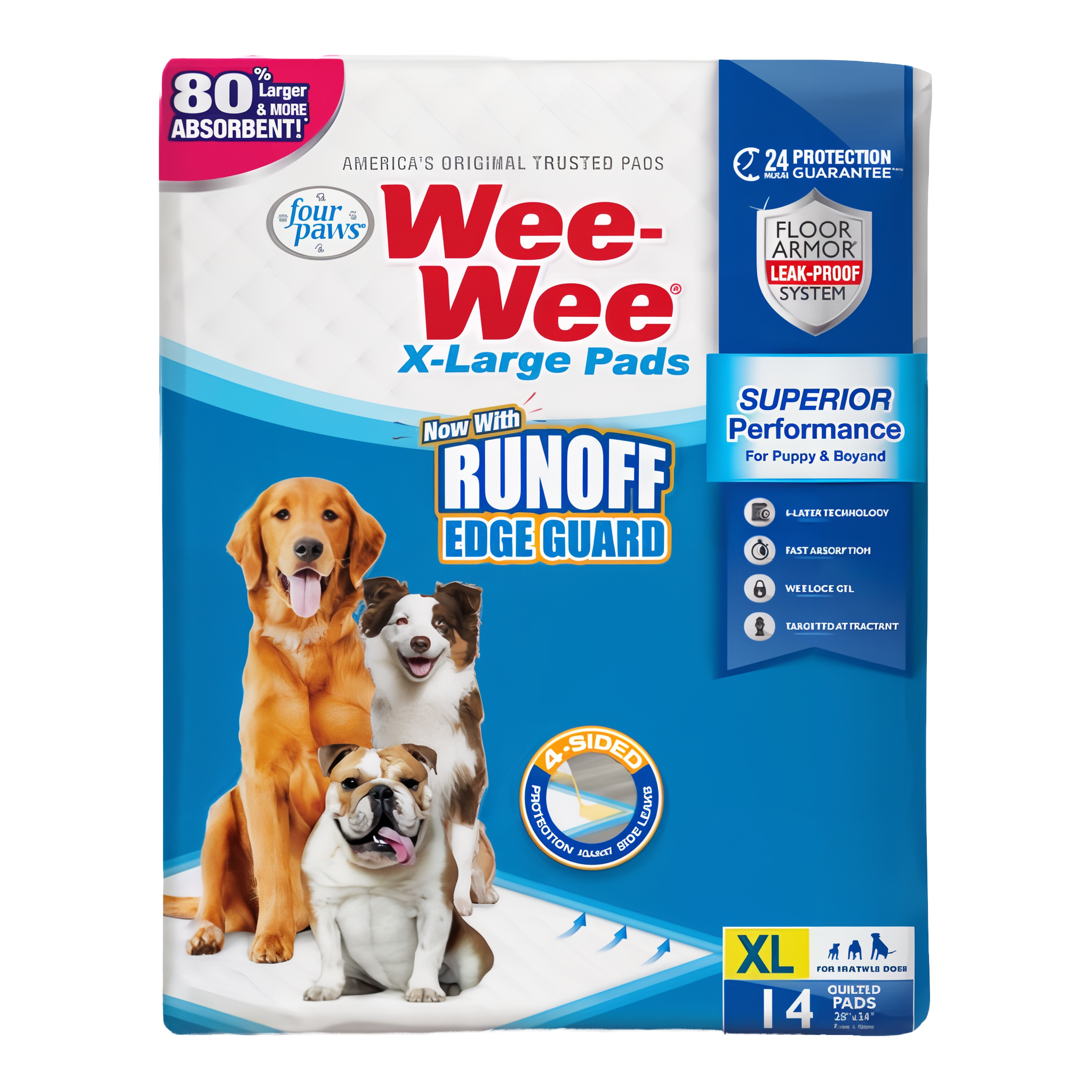 Four Paws Wee Wee Superior Potty Training Pads, X-Large, 14 Pack #X-Large#14 Pack