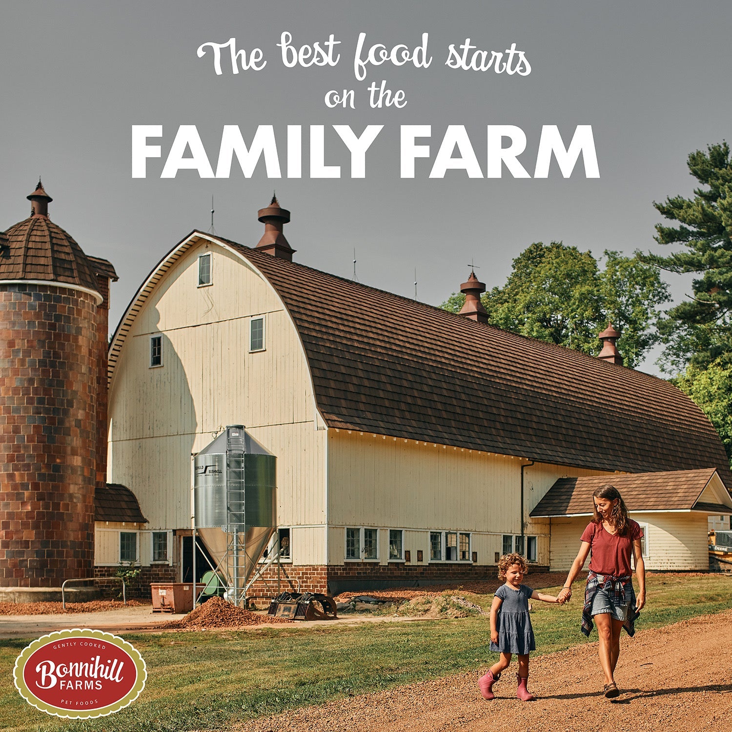 The best food starts on the family farm: Bonnihill Farms barn and silo in Wisconsin