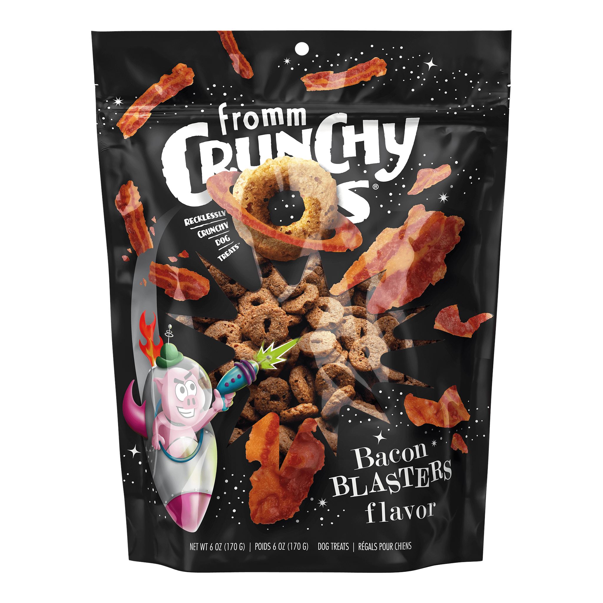Fromm Crunchy O's Bacon Blasters Flavor Dog Treats bag