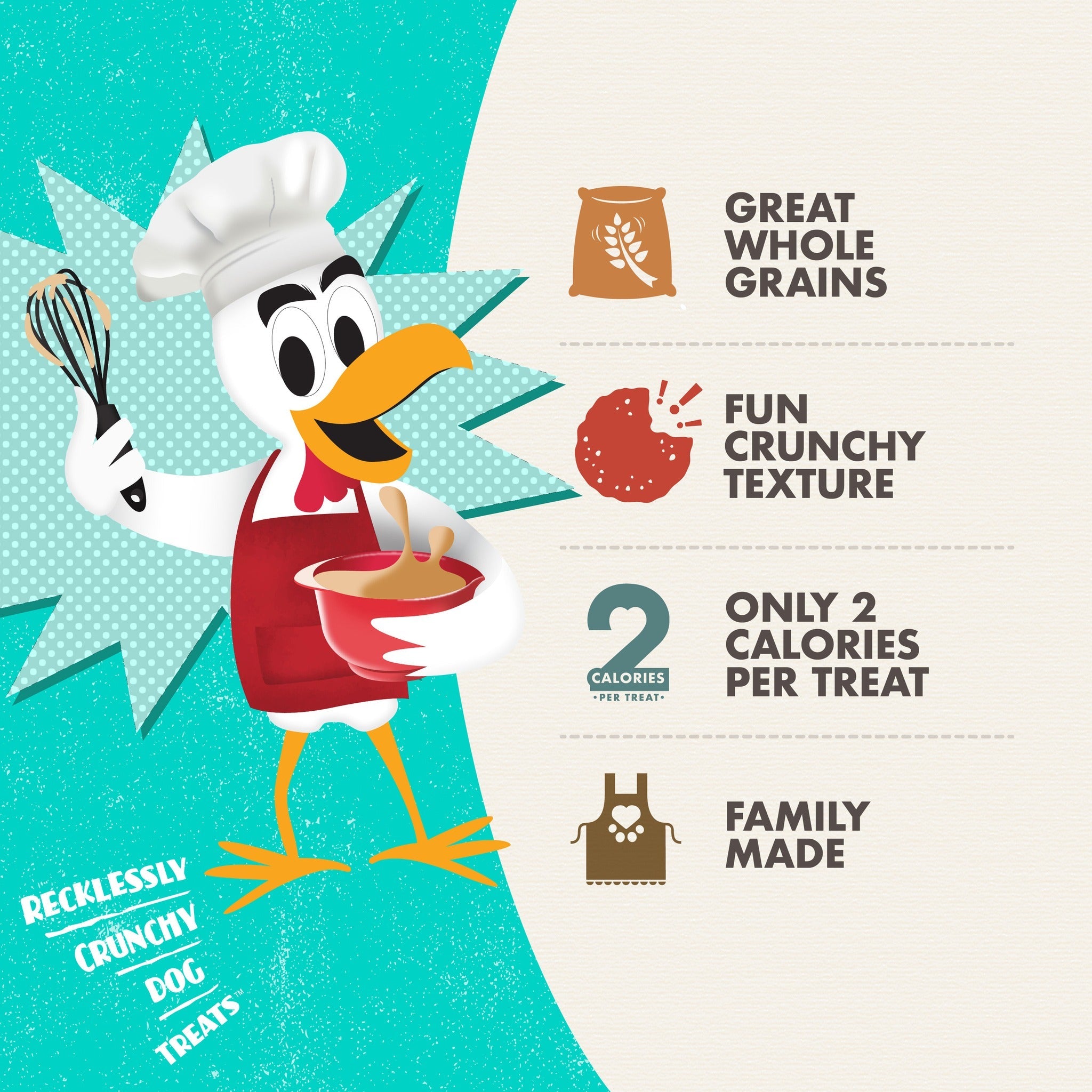 Fromm Crunchy O's benefits: great whole grains, fun crunchy texture, only 2 calories per treat, family made