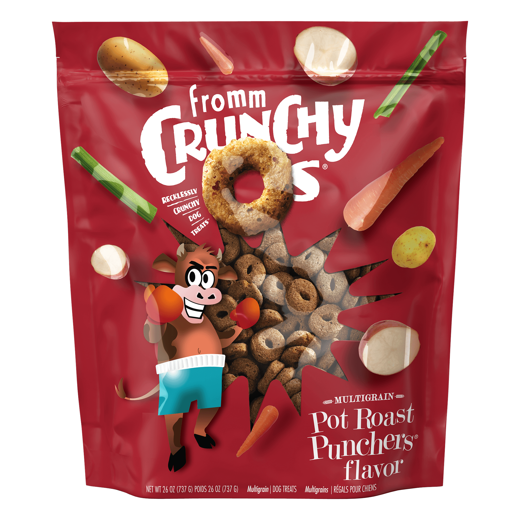 Fromm Crunchy O's Pot Roast Punchers Flavor Dog Treats bag