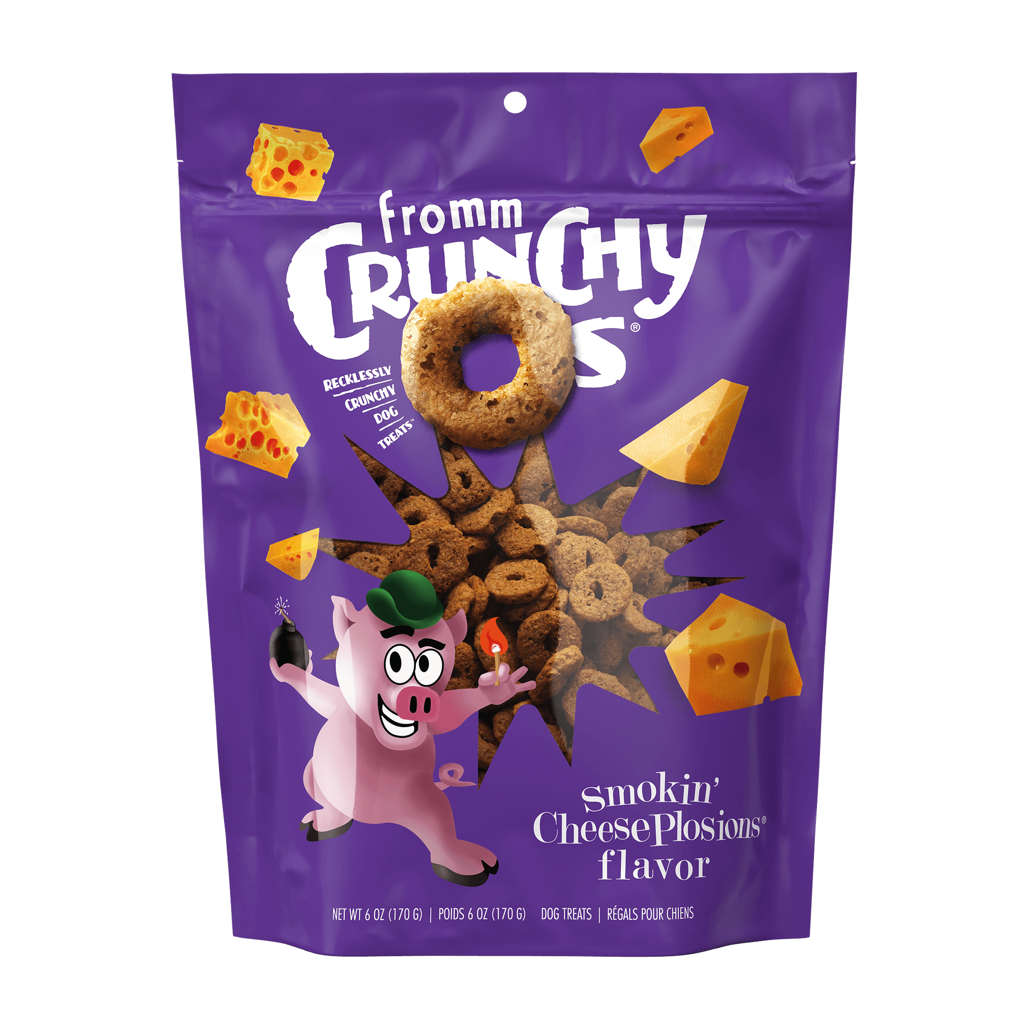 Fromm Crunchy O's Smokin' CheesePlosions Flavor Dog Treats 6 oz bag