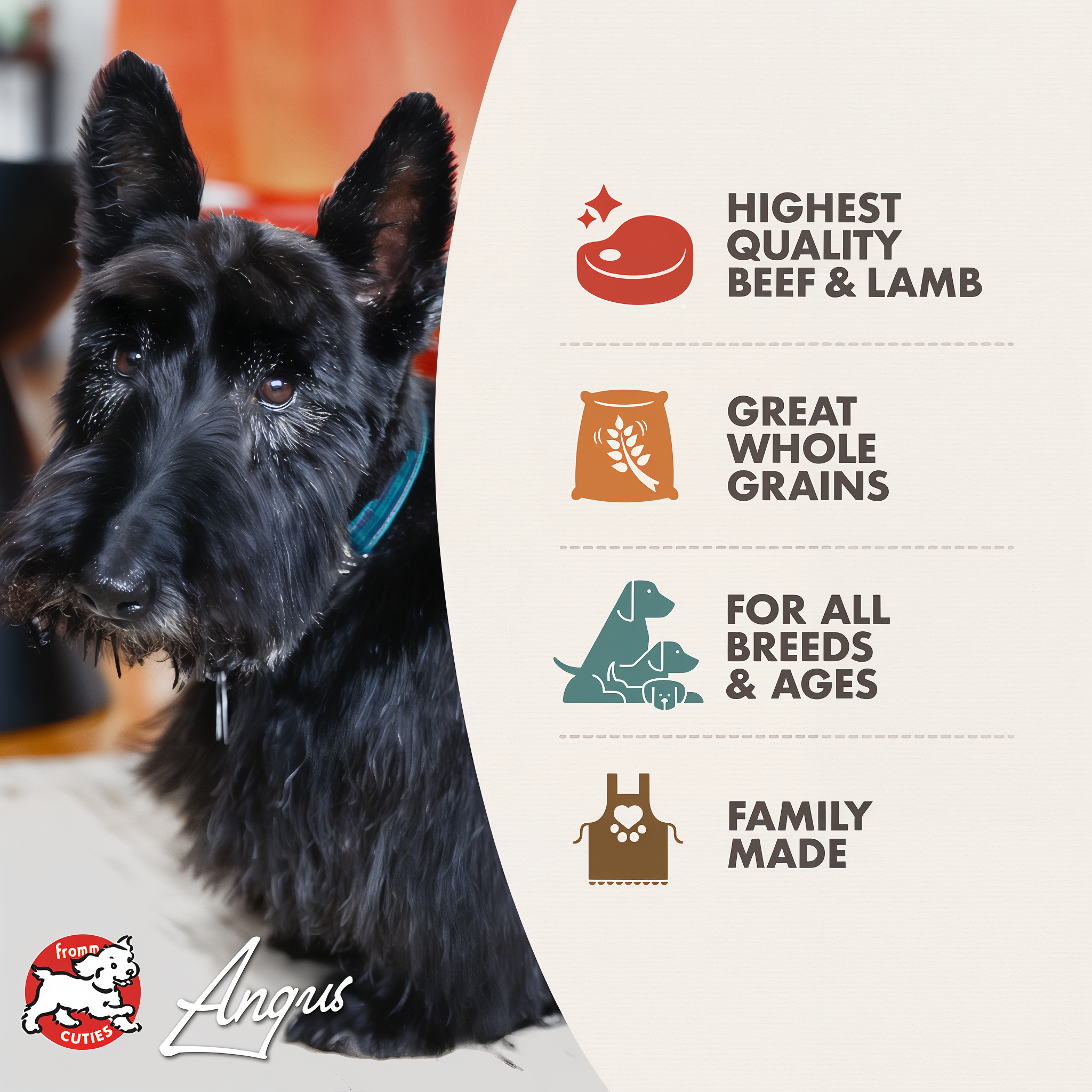 Fromm Four-Star Highlander Beef benefits: beef-first Scottish-inspired recipe for all ages