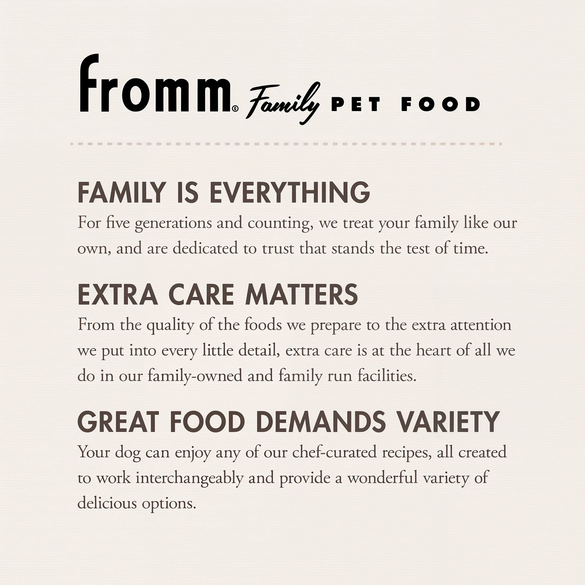 Fromm Four-Star recipe variety from the five-generation Fromm family