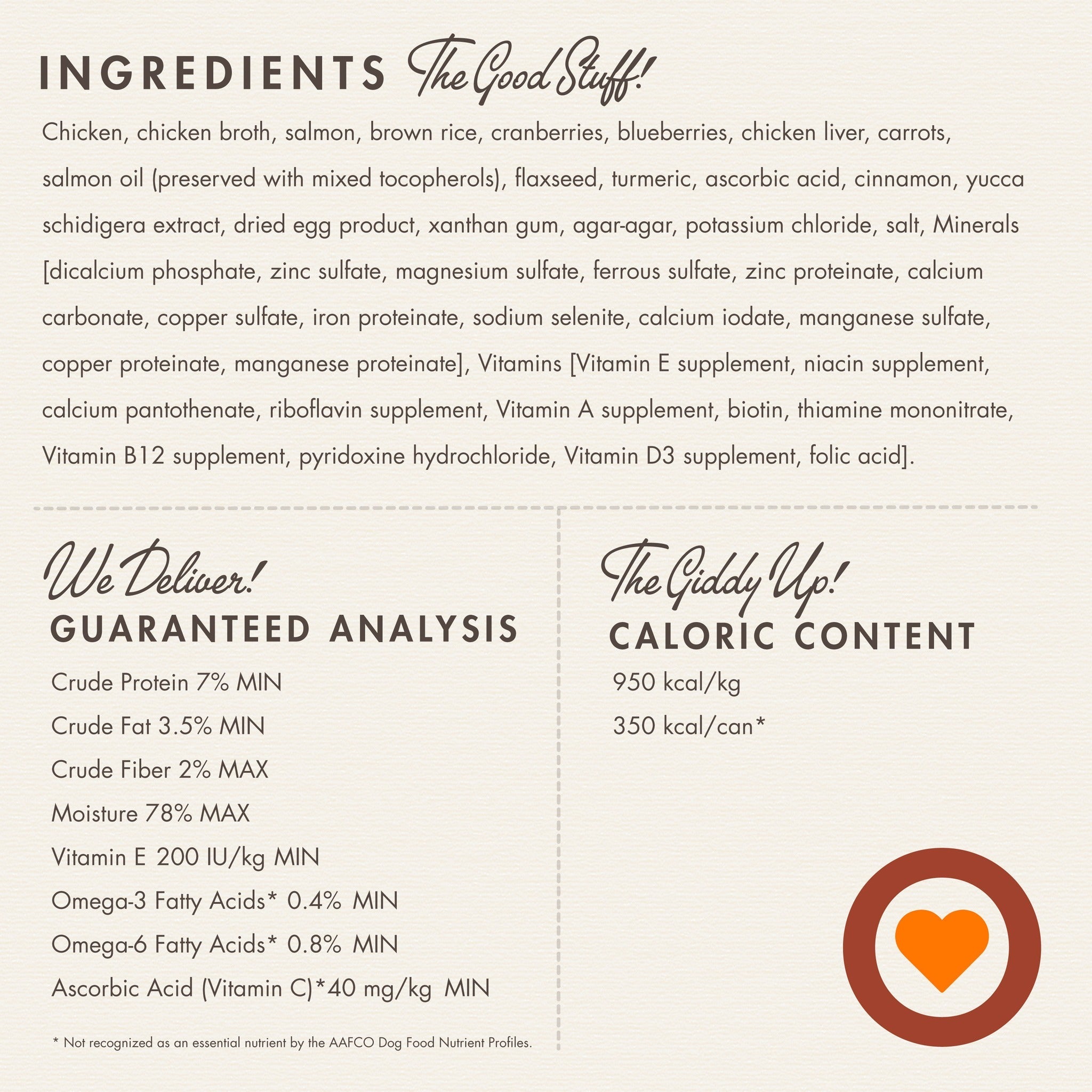 Fromm Nutritionals Immunity ingredients panel with guaranteed analysis and caloric content