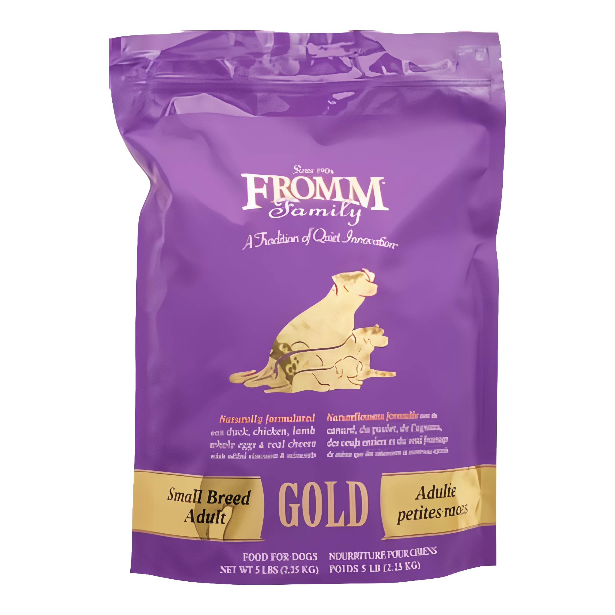 Fromm Gold Small Breed Dry Dog Food, 5 lb bag, a complete diet for small dogs.