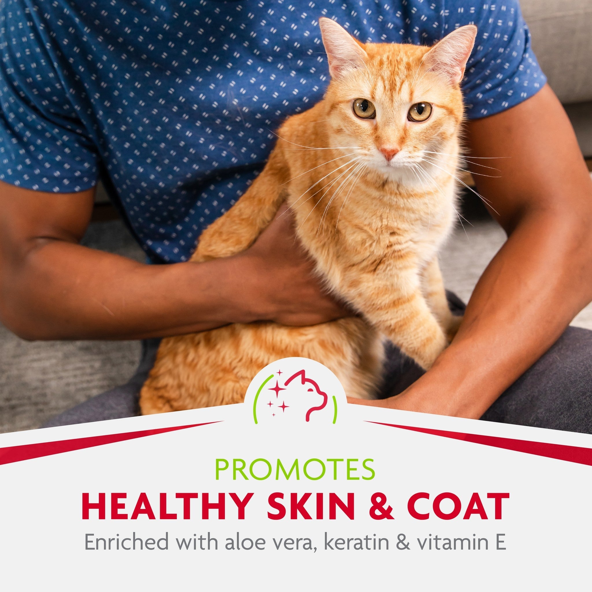 Enriched with aloe vera keratin and vitamin E for healthy skin and coat