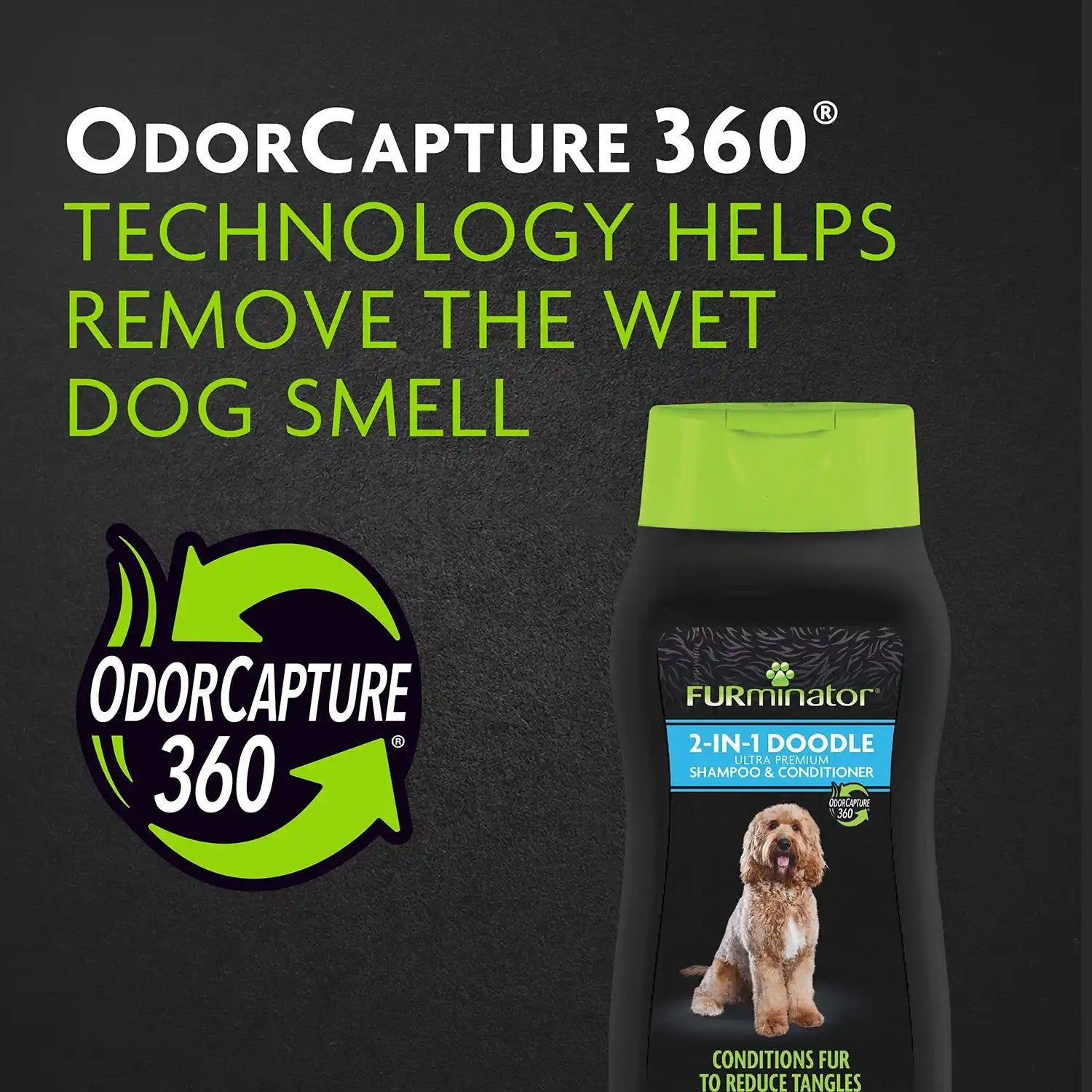 FURminator OdorCapture 360 technology neutralizes wet-dog odor