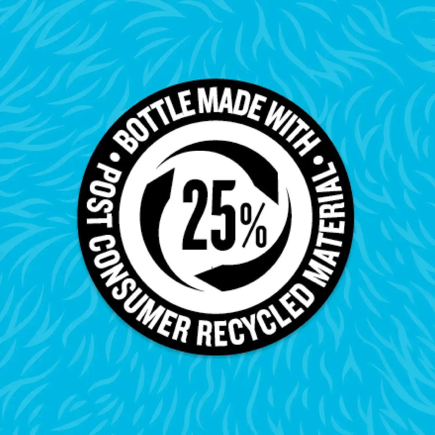 Bottle made with 25 percent post-consumer recycled plastic