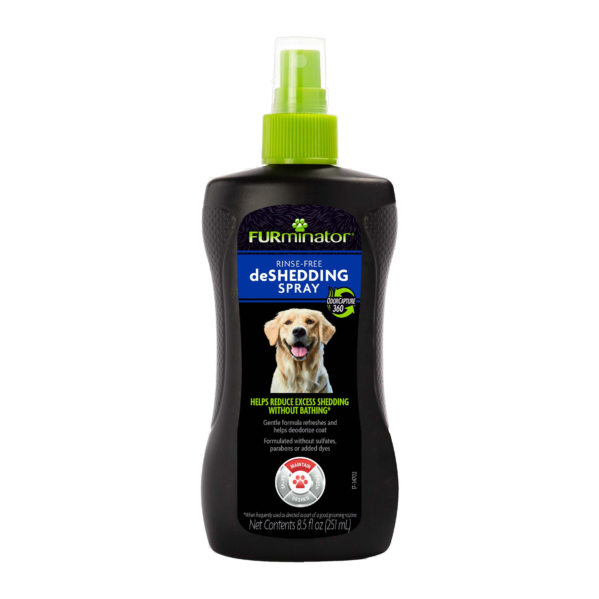 FURminator Rinse Free deShedding Waterless Spray for Dogs 8.5 fl oz bottle front
