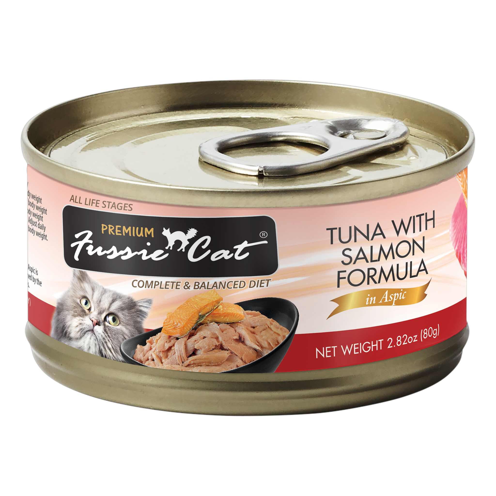 Fussie Cat Premium Tuna with Salmon Formula in Aspic Wet Cat Food package