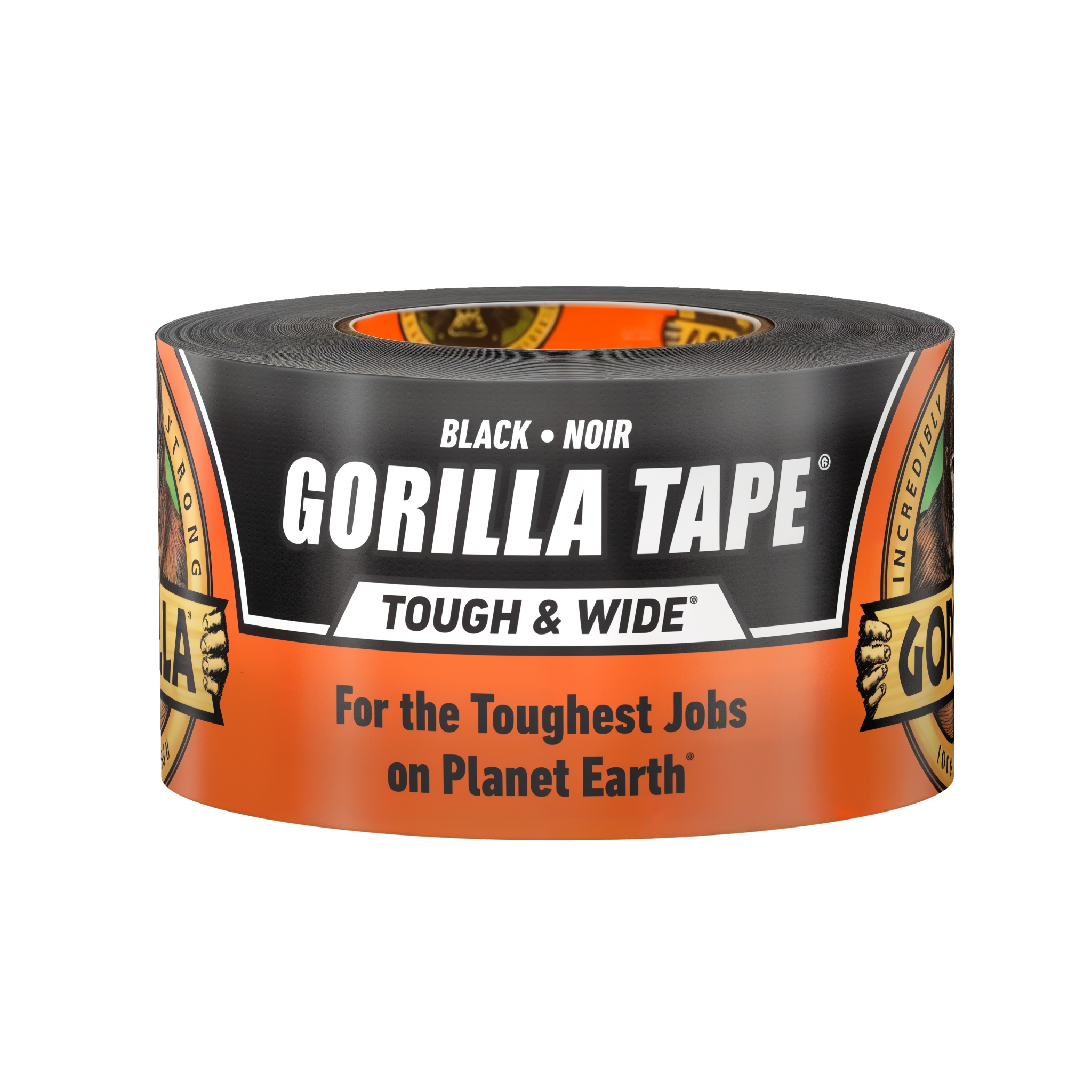 Gorilla Tape Black 2.88 in x 25 yards Tough and Wide roll packshot