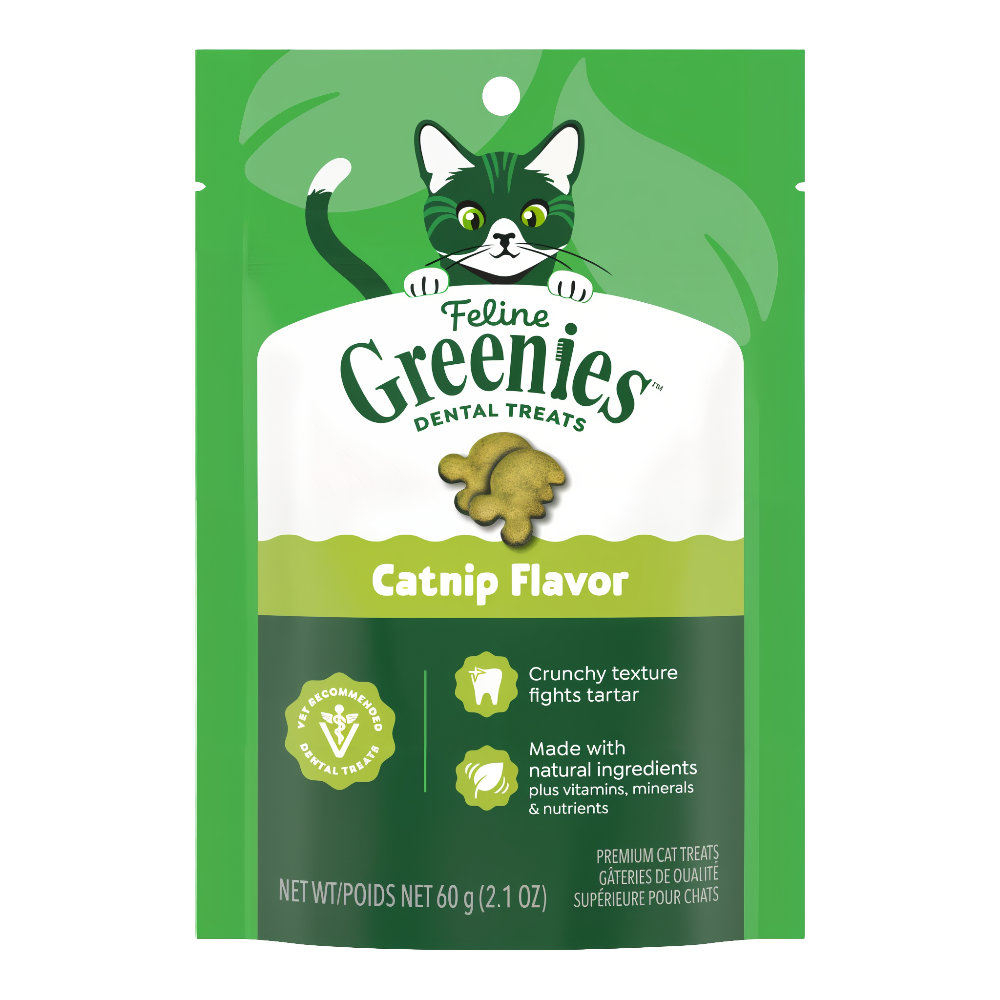 Greenies Feline Dental Catnip Flavor Cat Treats 2.1 oz pouch