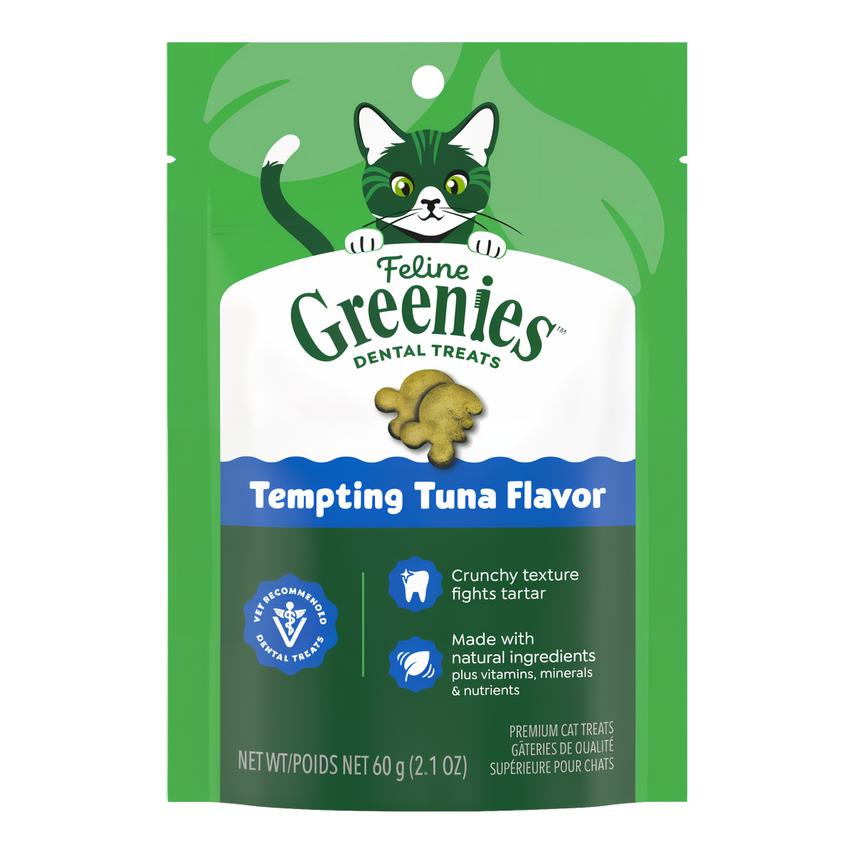 Greenies Feline Dental Tempting Tuna Flavor Cat Treats 2.1 oz pouch