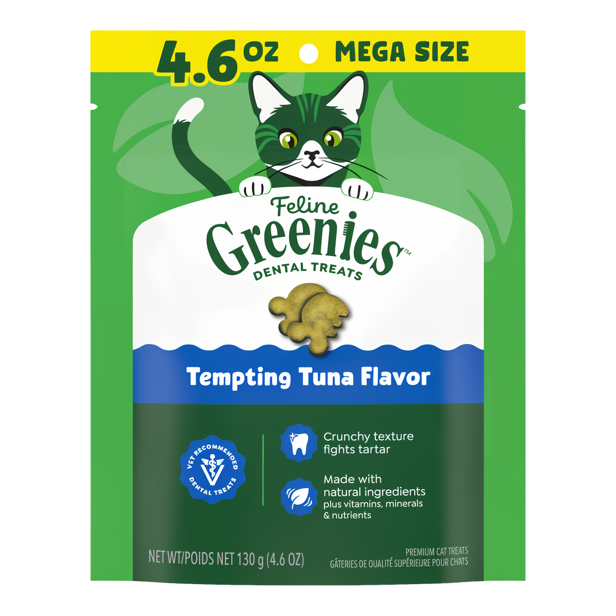 Greenies Feline Dental Tempting Tuna Flavor Cat Treats 4.6 oz mega size pouch