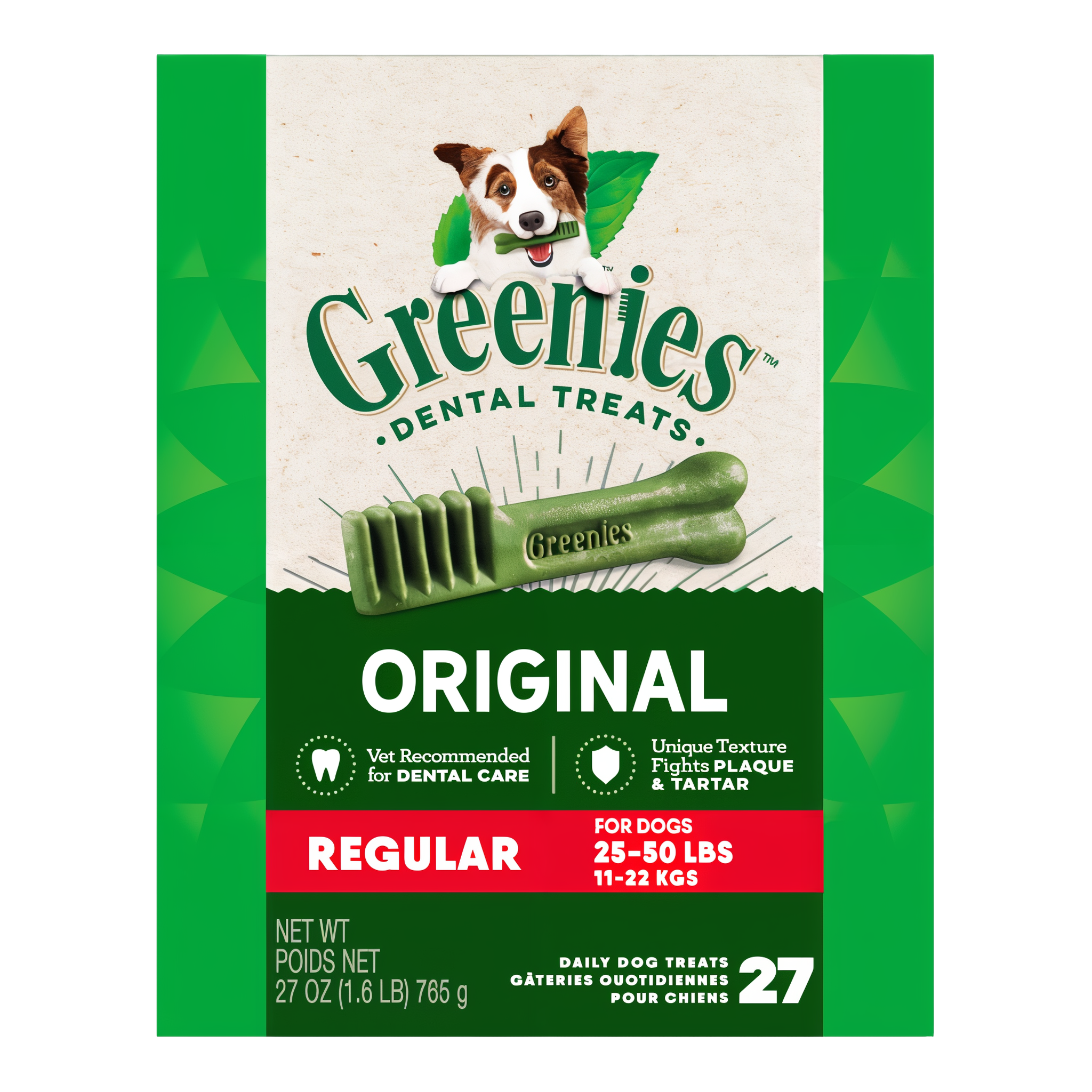 Greenies Original Regular dental dog treats 27 OZ pack, 27 treats