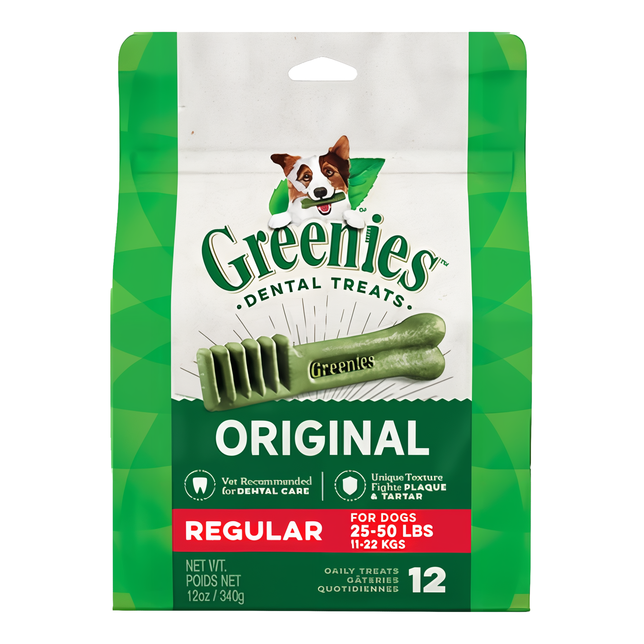 Greenies Original Flavor Adult Dental Dog Treats, Regular size, 12 count