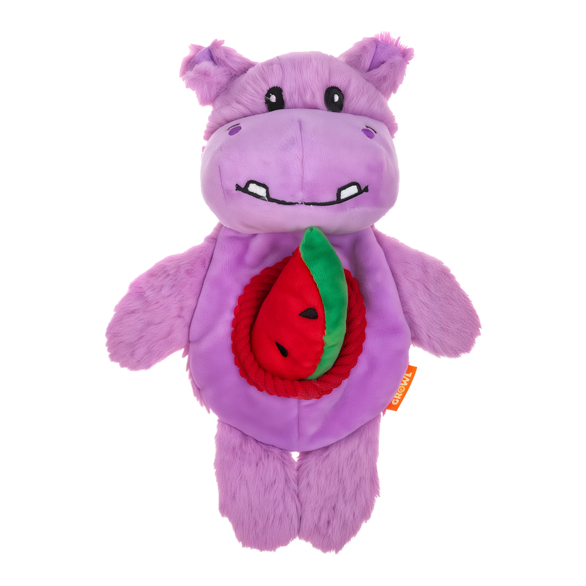 Growl Snackerz Hilda the Hippo Burrow Plush Dog Toy 9.7 in -- product image