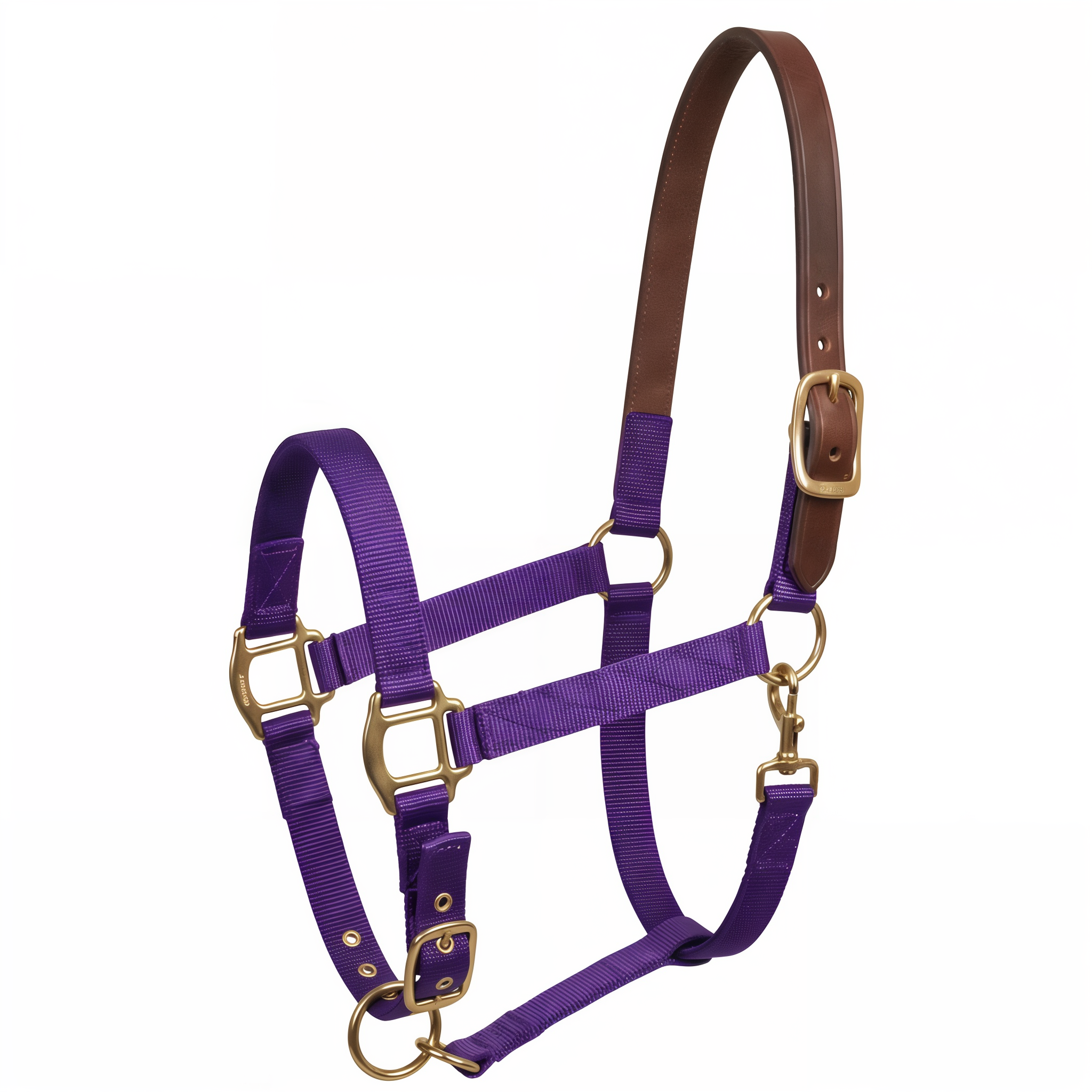 Purple Hamilton Halter Company adjustable horse halter with leather headpole in size large. #Purple#Large