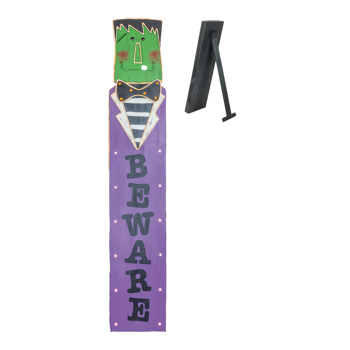 Hanna's Handiworks Beware Frankie Easel Porch Sign with LED -- product image