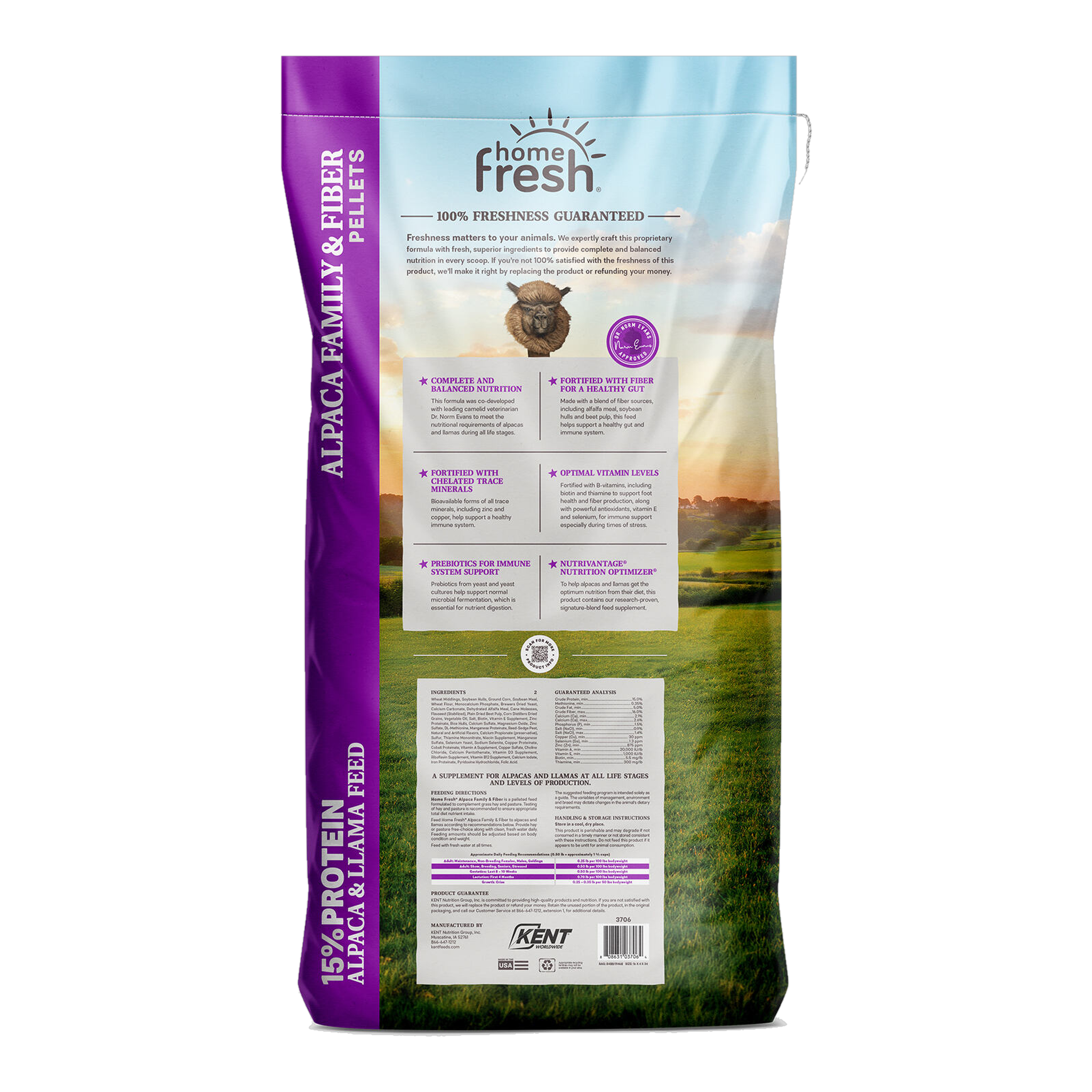 Home Fresh Alpaca Family & Fiber Pellet alpacafamilyfiber pellets 50lb back nousa
