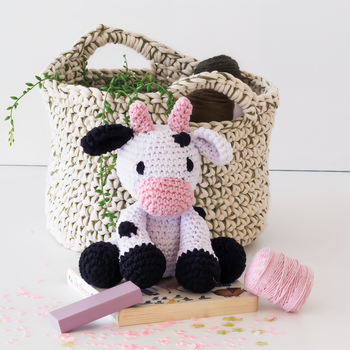 Hoooked Amigurumi DIY Kit Cow Kirby -- lifestyle