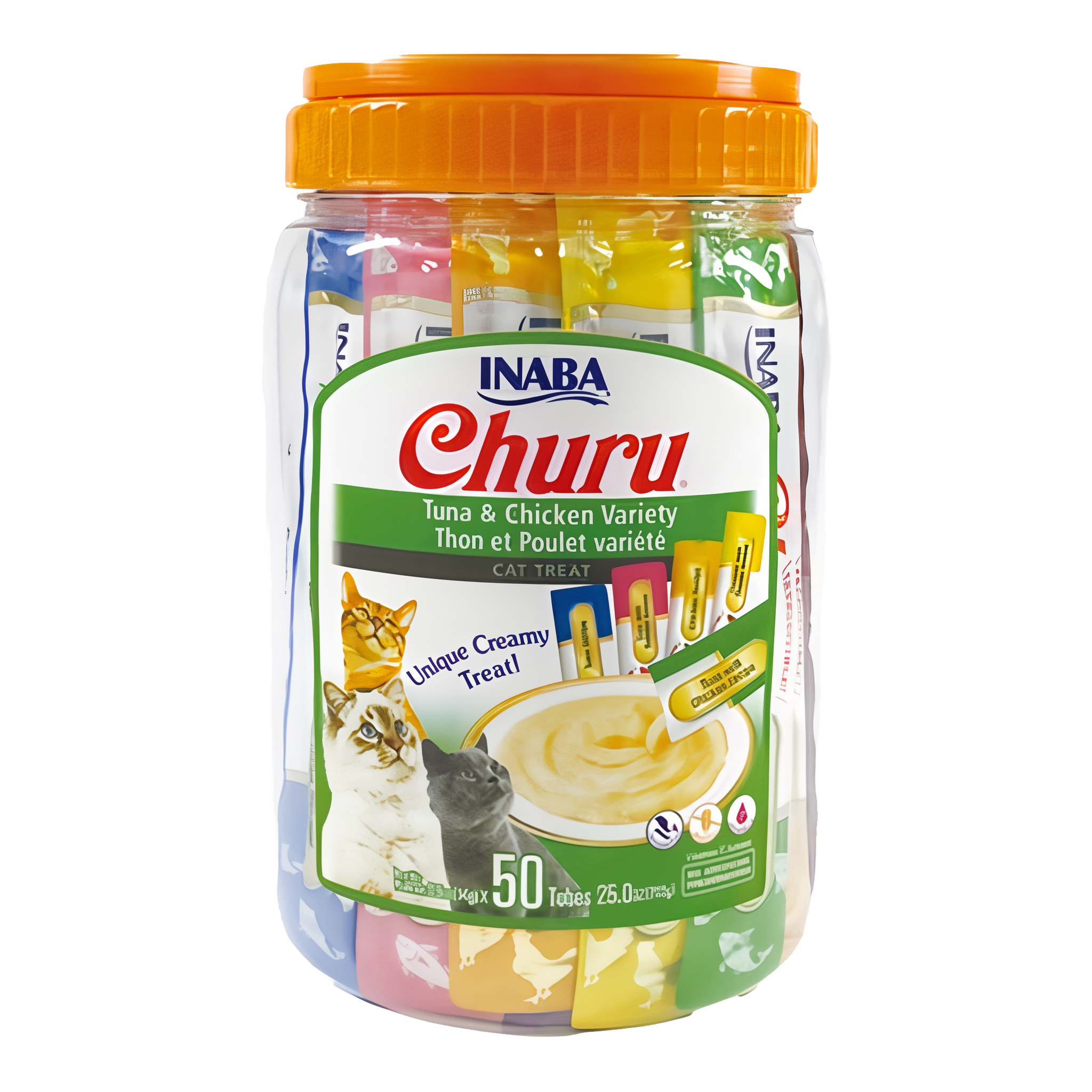 Inaba Churu Cat Treats: Grain-free tuna and chicken variety pack, 50 tubes. #Tuna & Chicken Variety#50 Tubes
