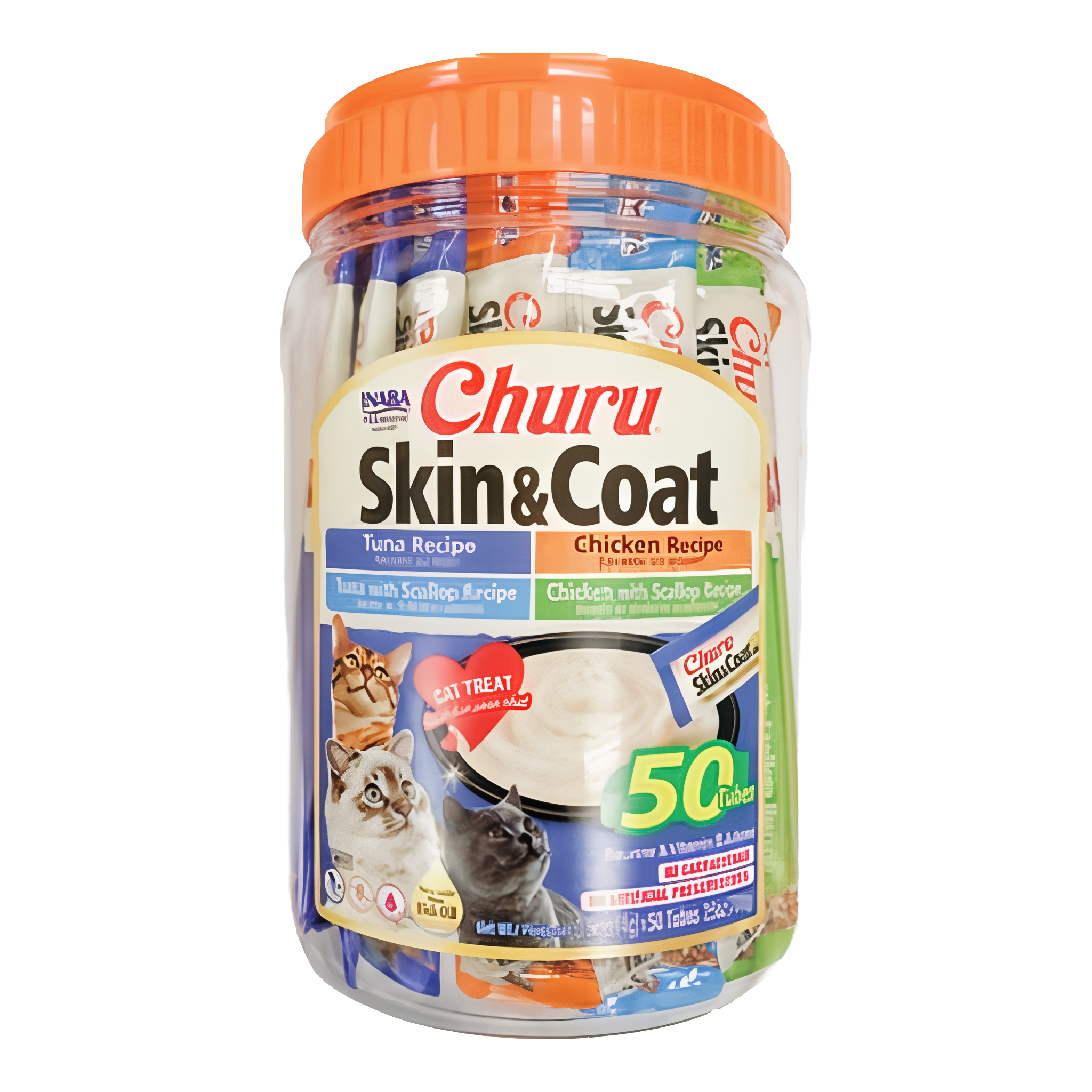Inaba Churu Lickable Purée Natural Cat Treats for Skin and Coat