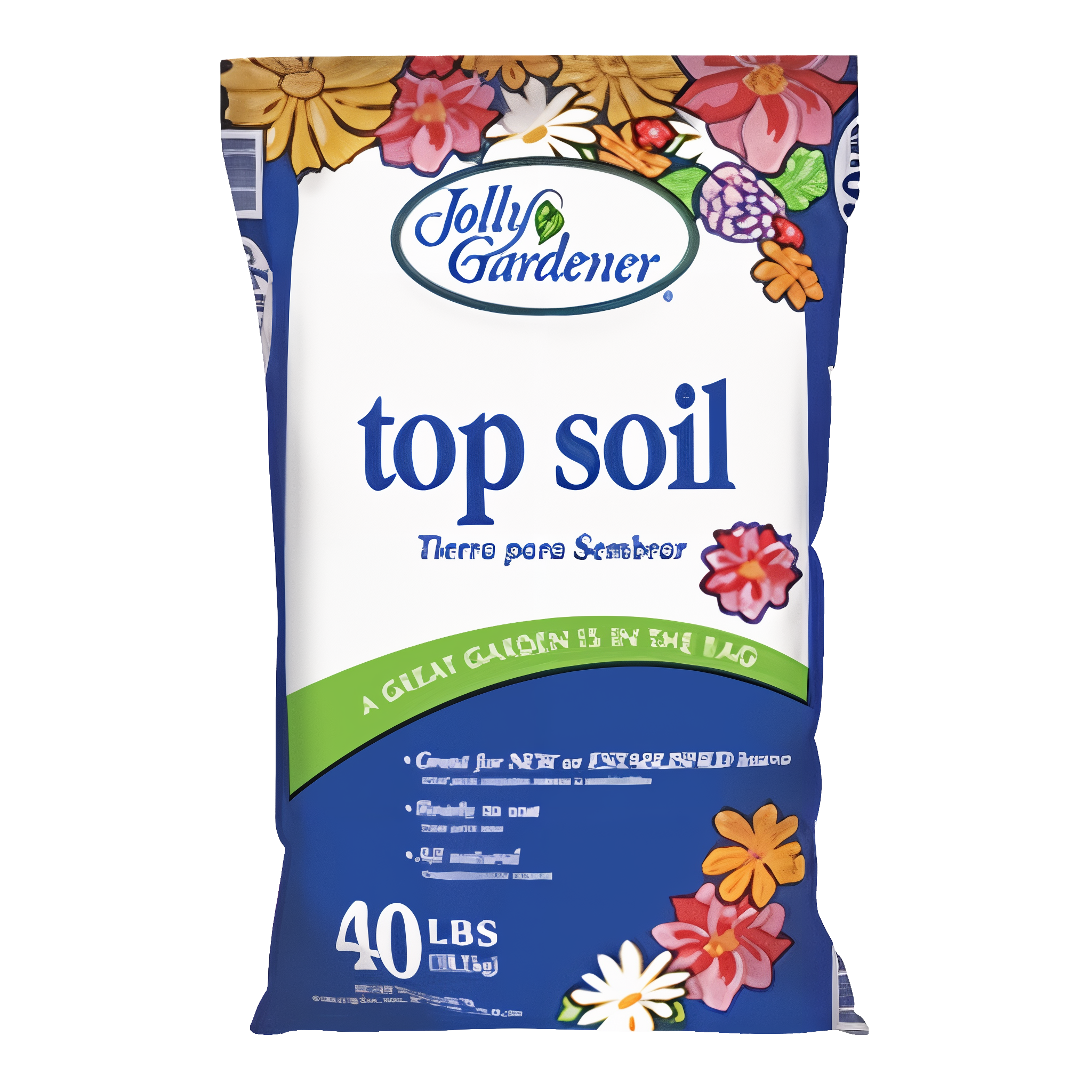 Jolly Gardener Top Soil in a 40 lb bag, all-natural screened soil for lawn repair, leveling, and seedbed preparation