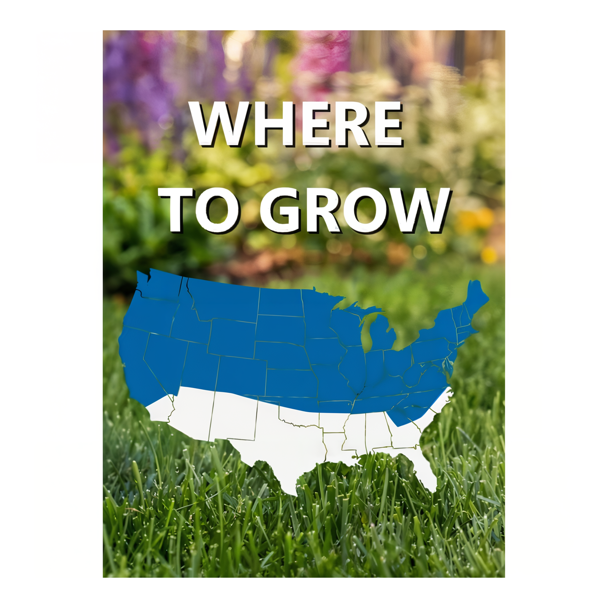 Where to grow map for the Jonathan Green Black Beauty grass seed roll, showing the northern US regions where this cool-season grass mixture performs best