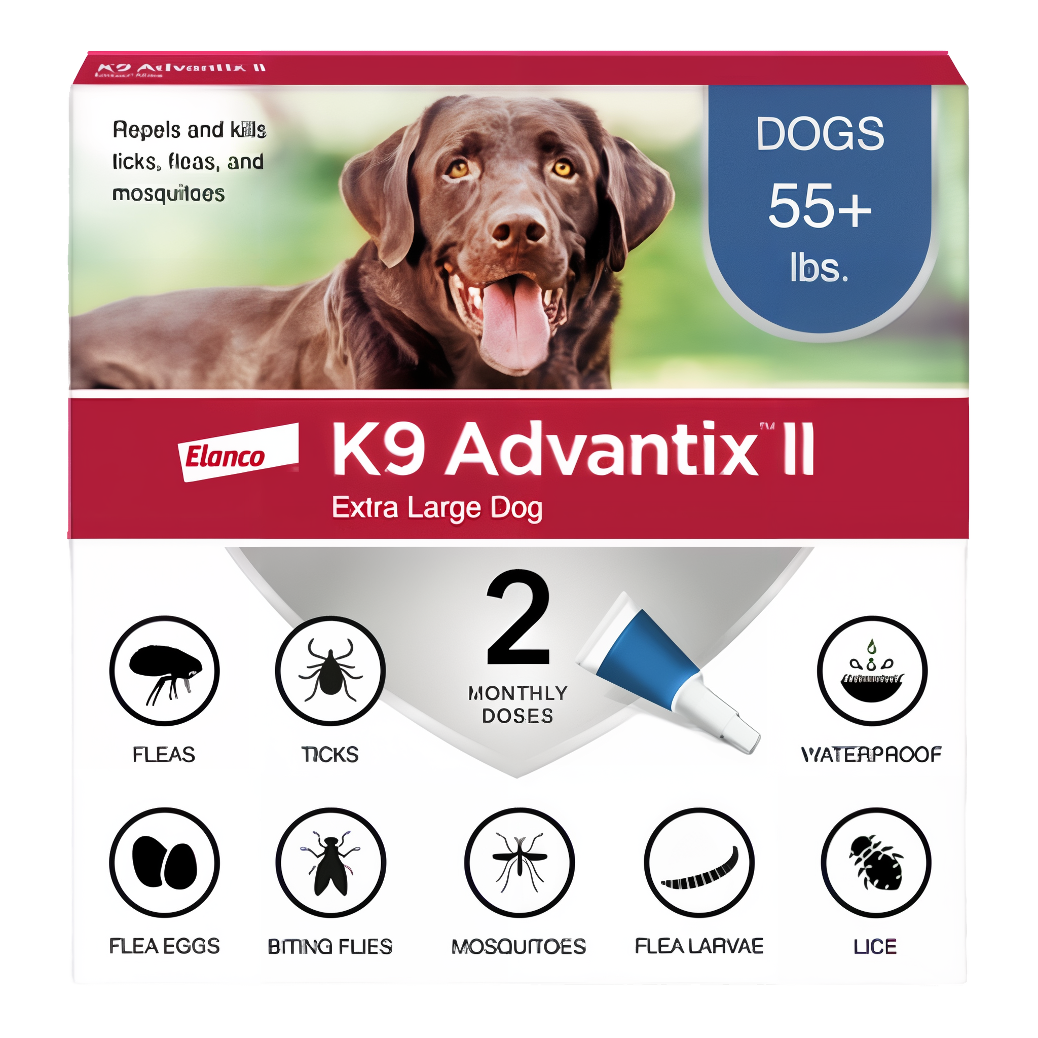 K9 Advantix II Flea and Tick Prevention for Extra Large Dogs, 2 Pack