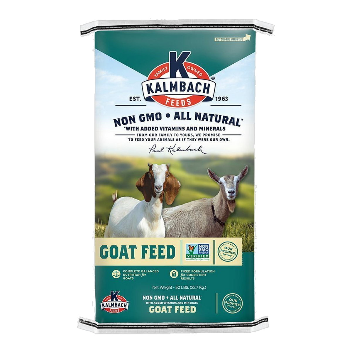 Kalmbach Feeds 16% Goat Pellet Non-GMO 50 lb bag front