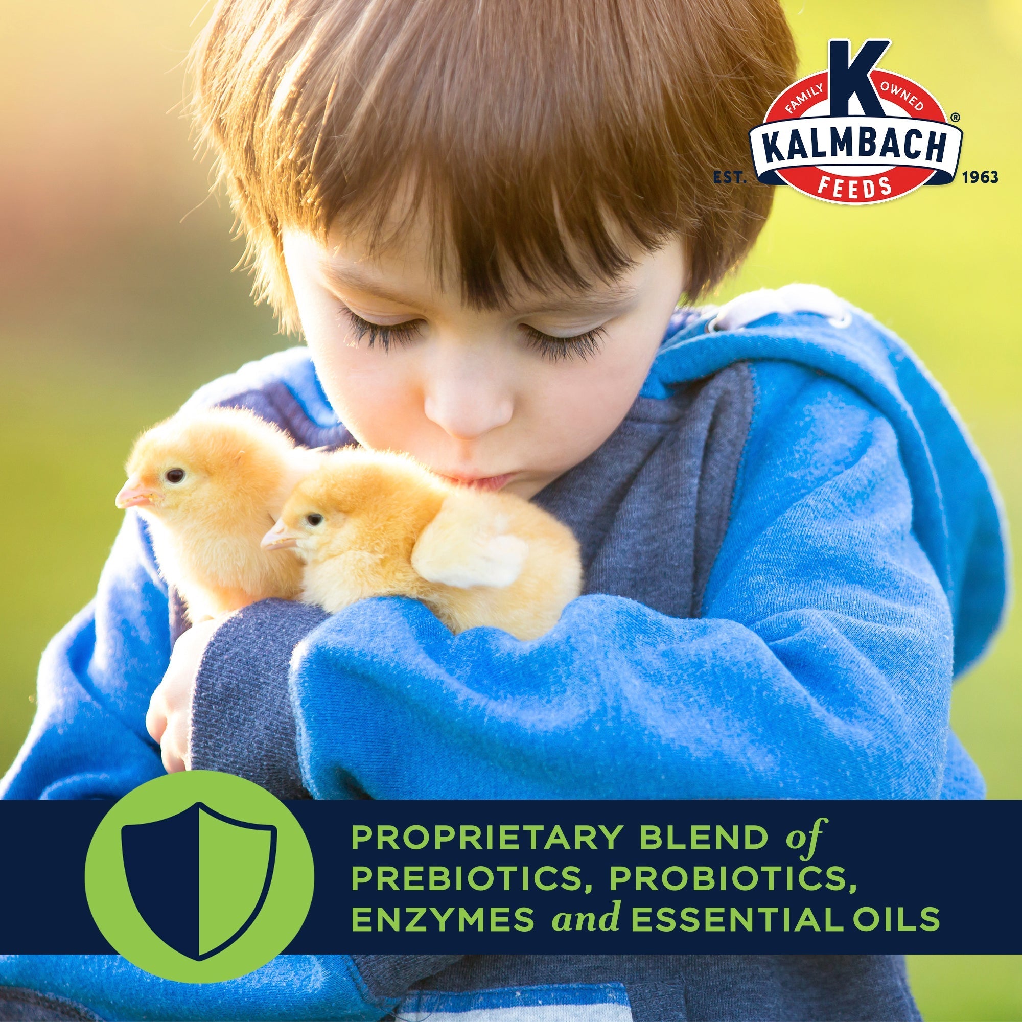 Proprietary blend of prebiotics, probiotics, enzymes and essential oils