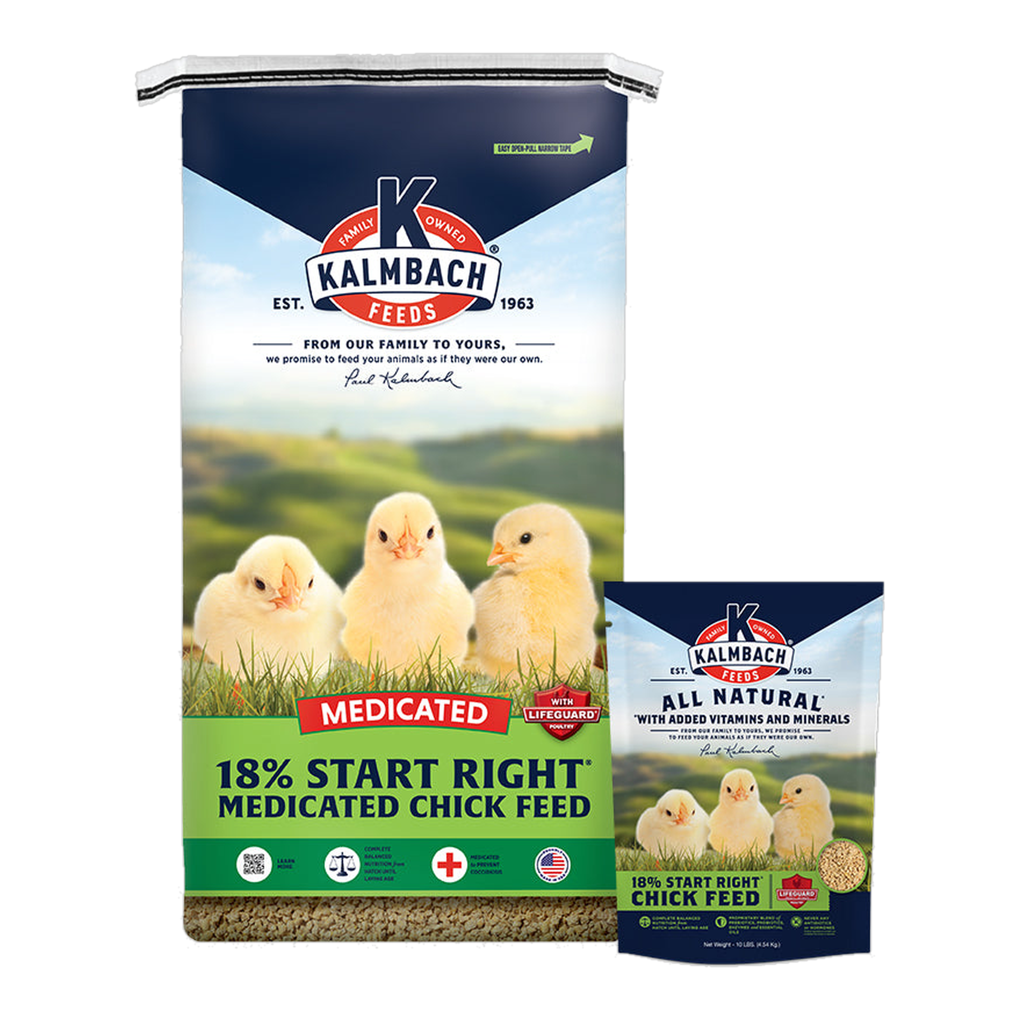 Kalmbach Feeds 18% Start Right Medicated Chick Feed 50 lb and 10 lb bags