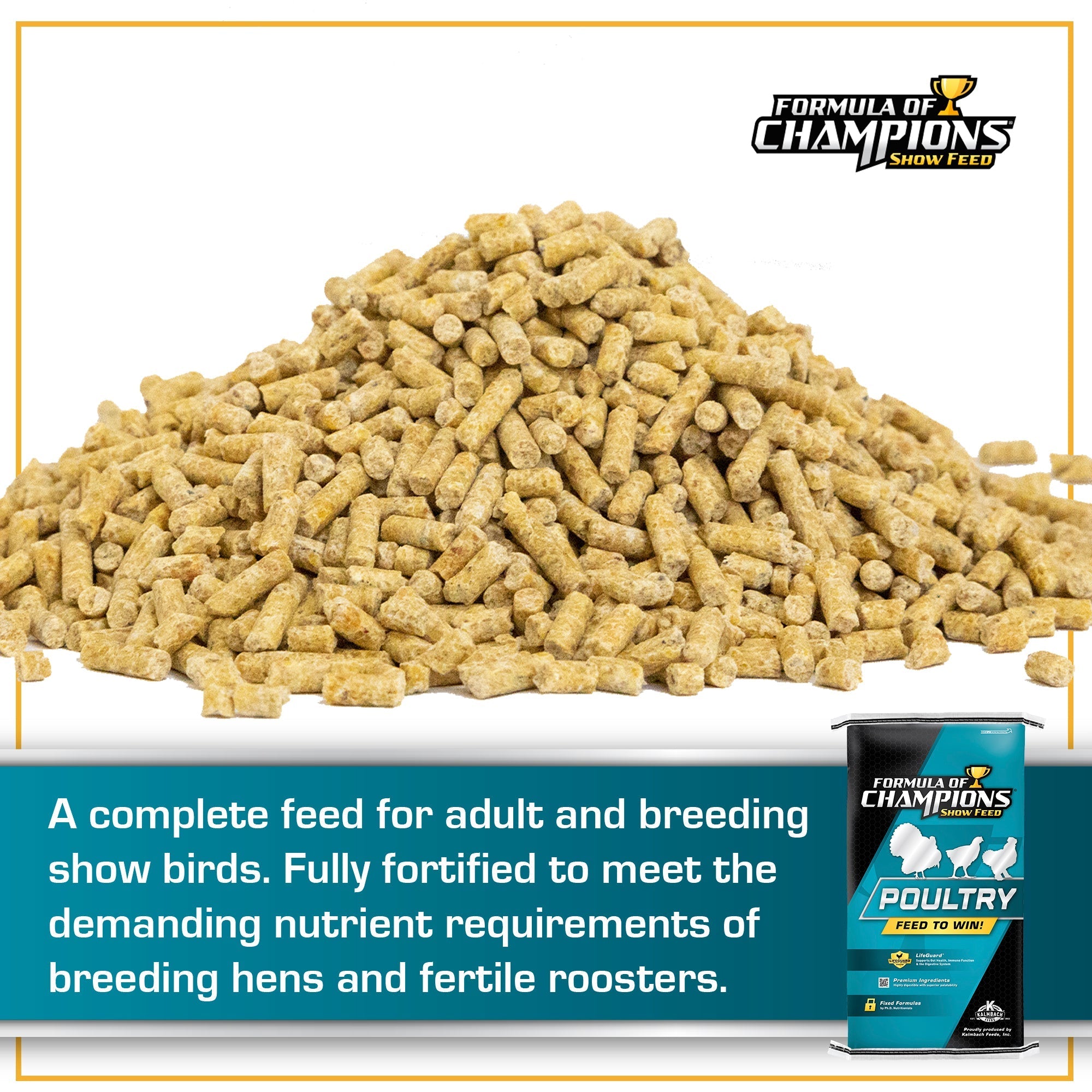 Pile of Fancy & Feathered pelleted feed - a complete feed for adult and breeding show birds