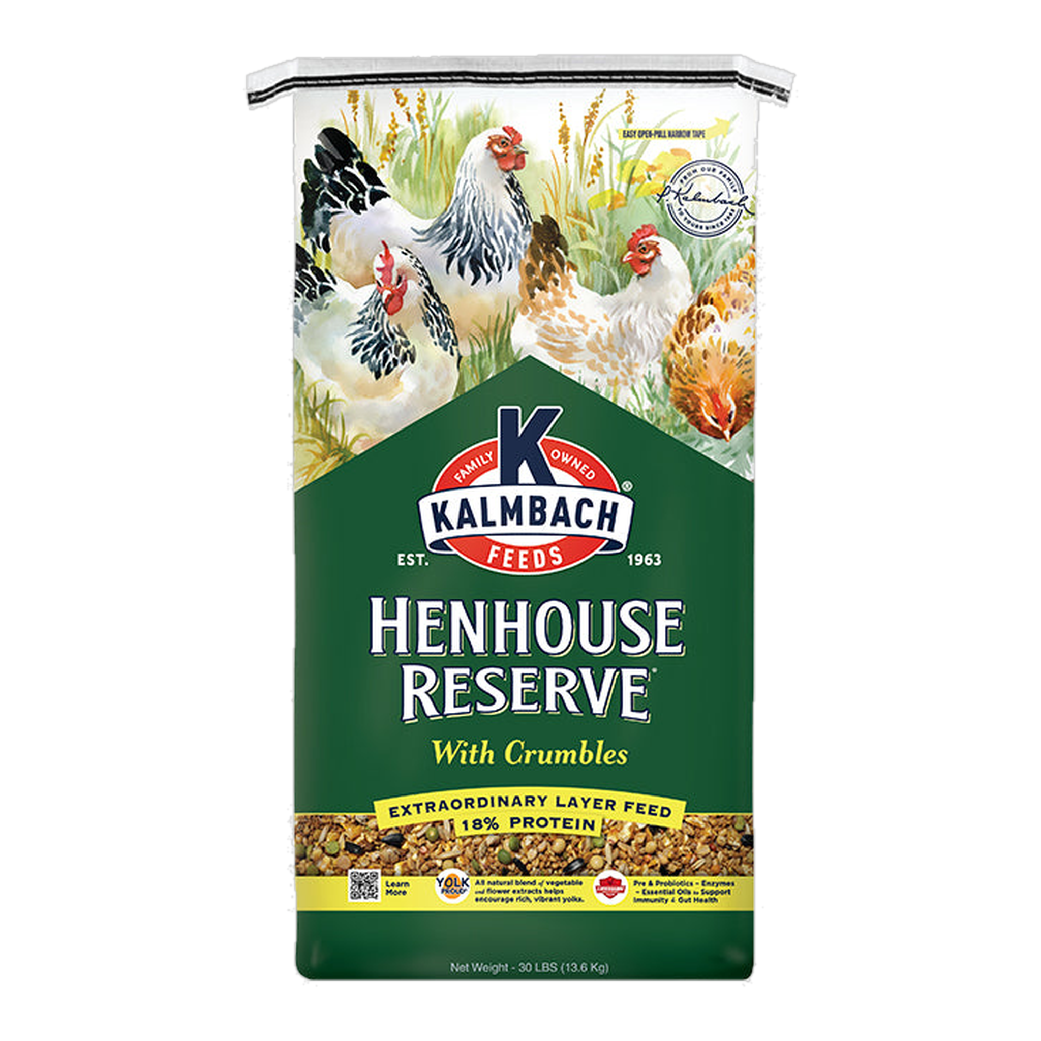 Kalmbach Feeds Henhouse Reserve with Crumbles 30 lb bag front