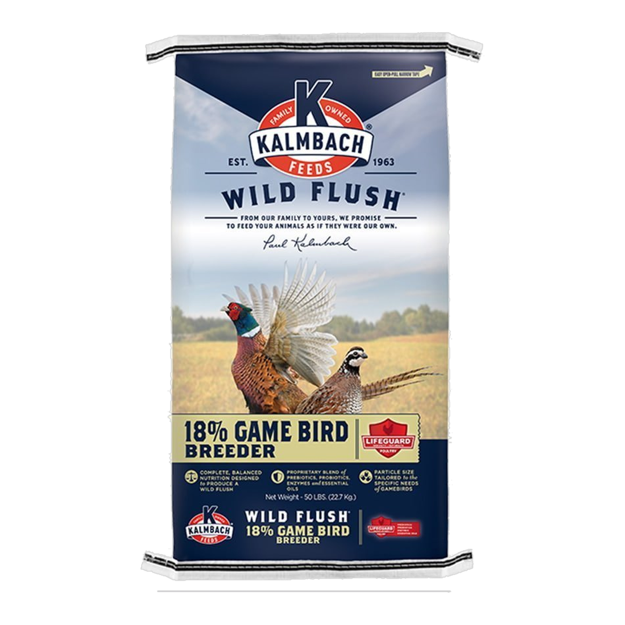 Kalmbach Feeds Wild Flush 18% Game Bird Breeder 50 lb bag