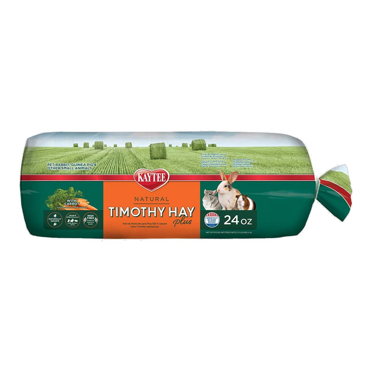 Kaytee Timothy Hay Plus Carrots, 24 Ounce package front
