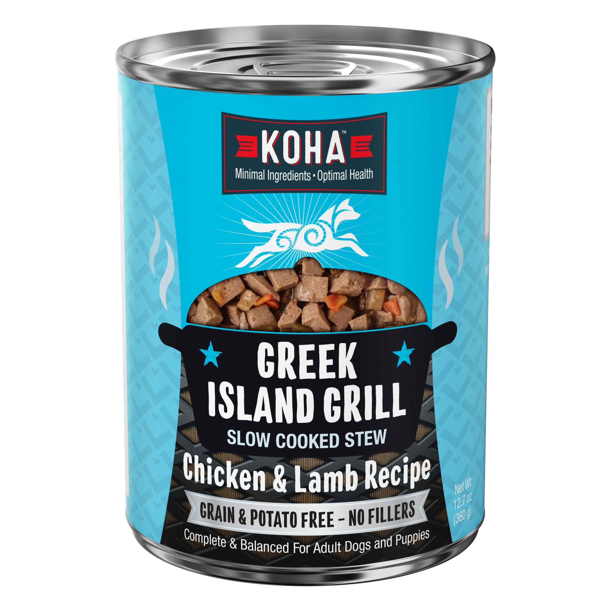 KOHA Greek Island Grill Slow Cooked Stew Chicken and Lamb Recipe for dogs, 12.7 oz can, grain and potato free with no fillers