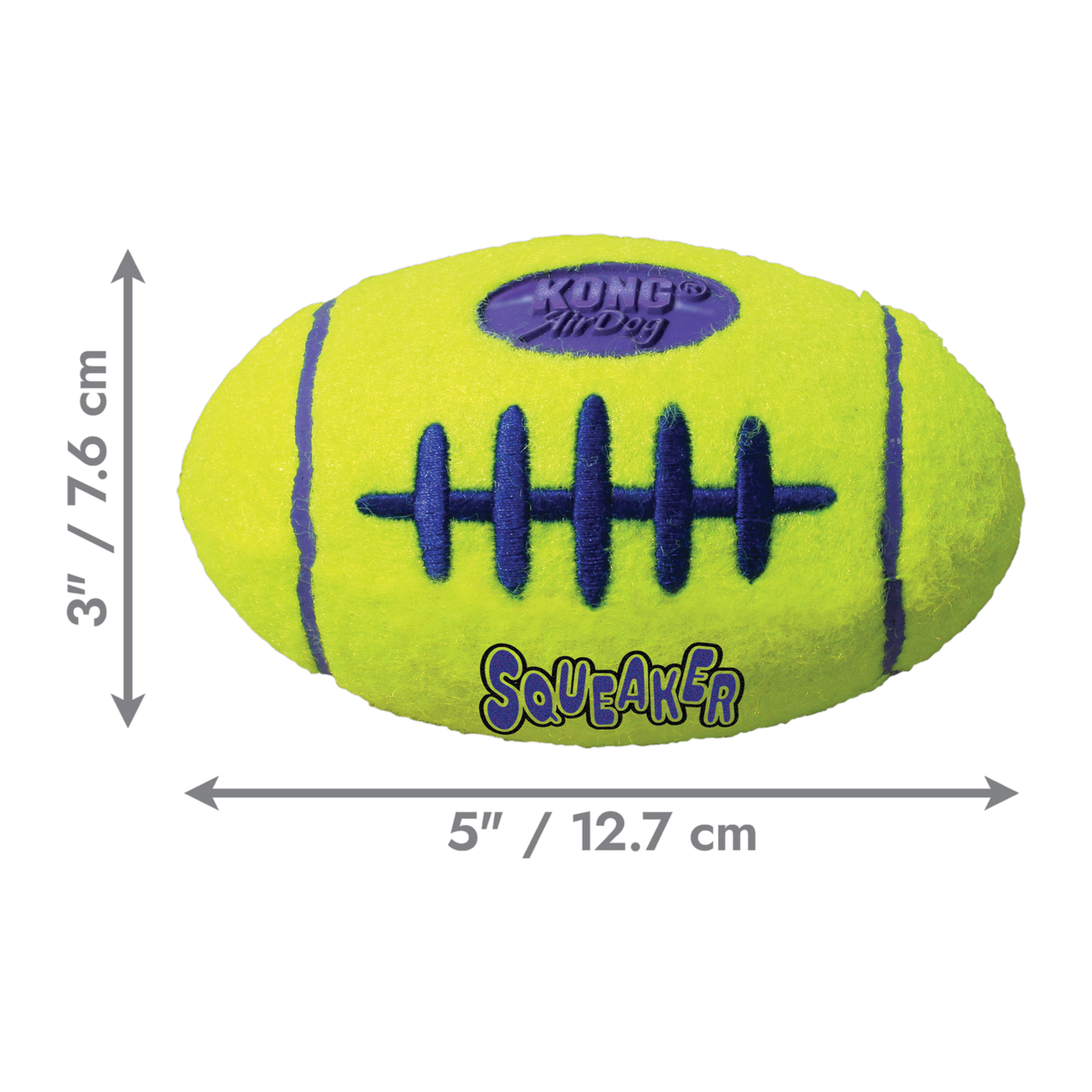 KONG AirDog Squeaker Football dimensions 5 x 3 inches