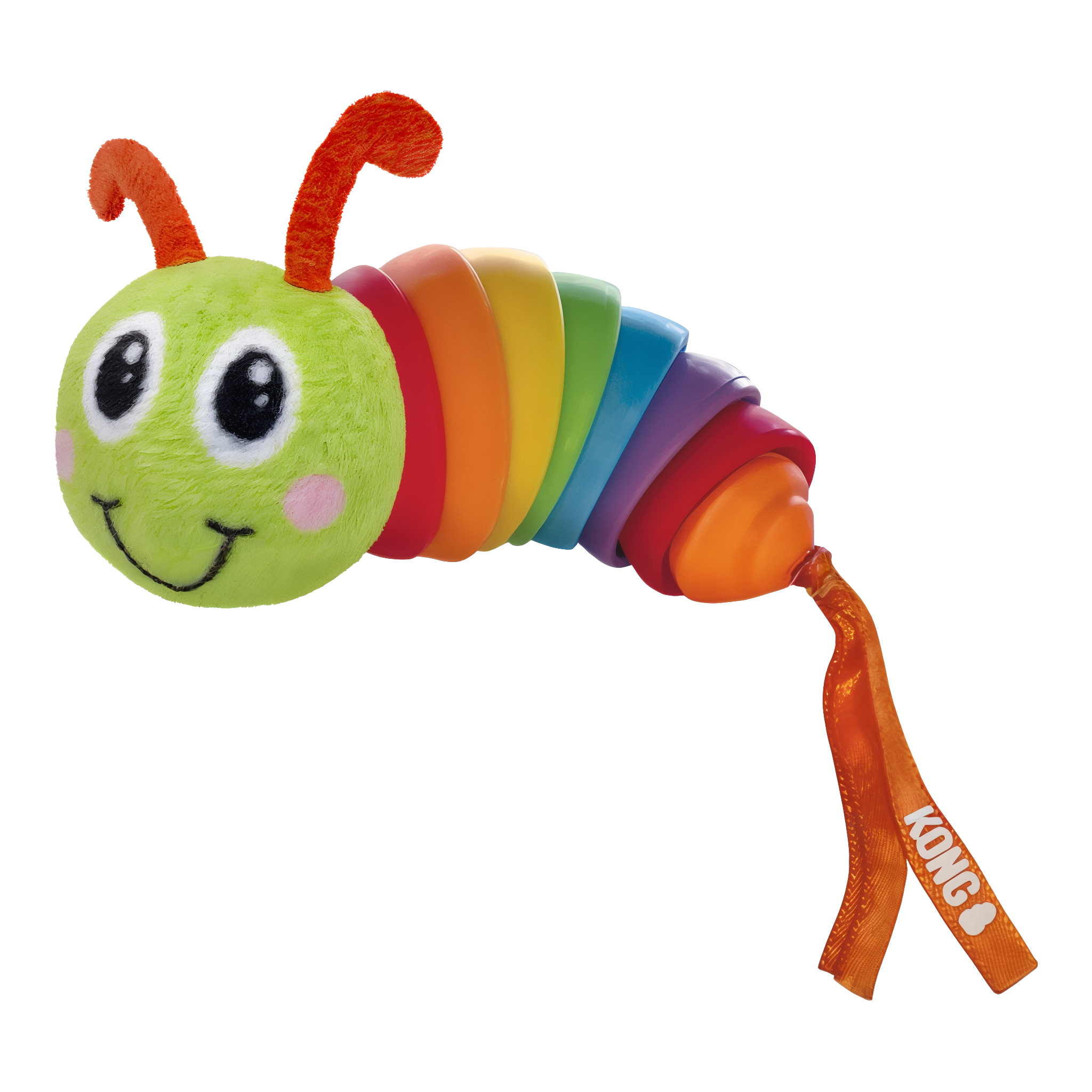 KONG Bat-A-Bout Clackz Caterpillar rainbow disc cat toy