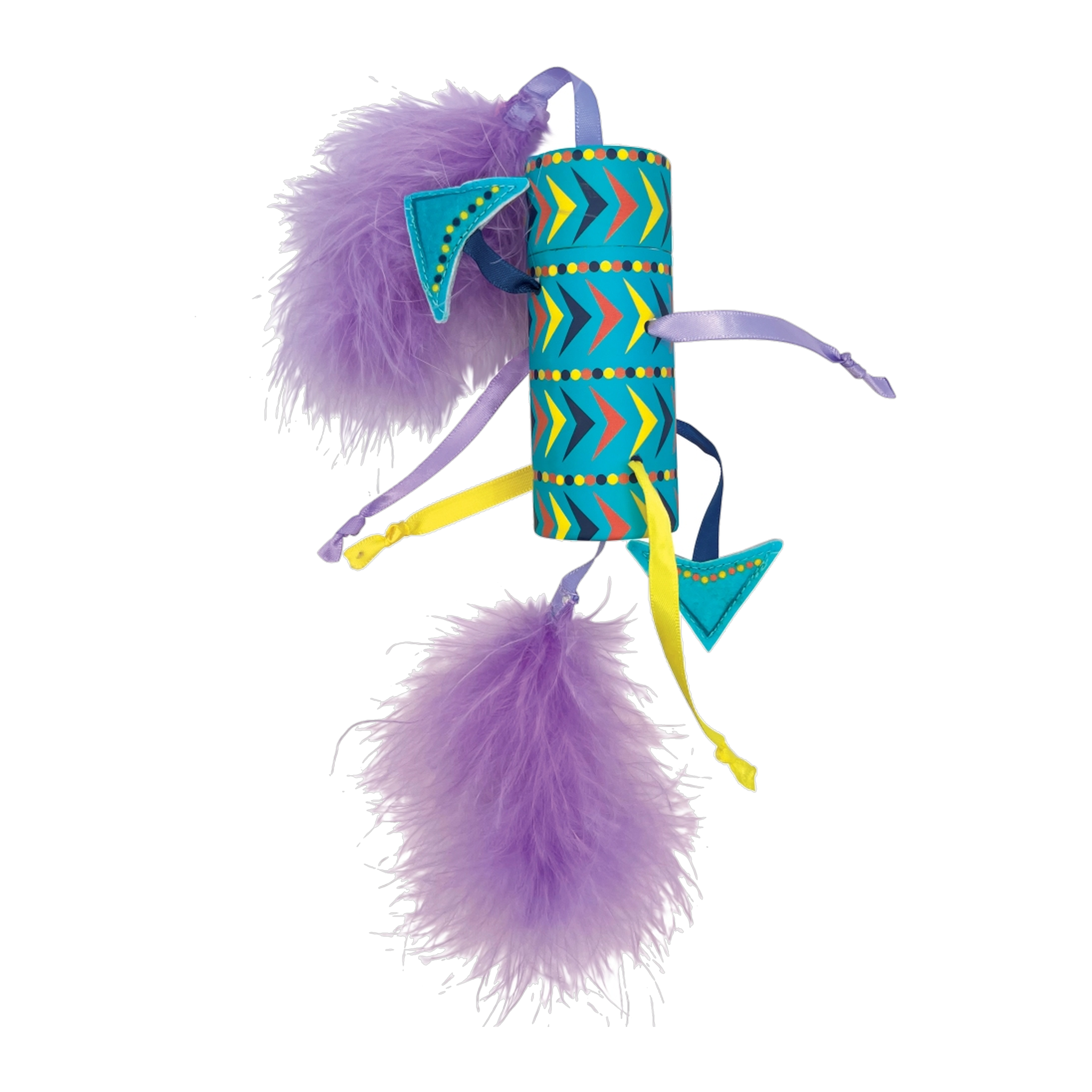 KONG Bat-A-Bout Vibez Roller cat toy with feathers and ribbons