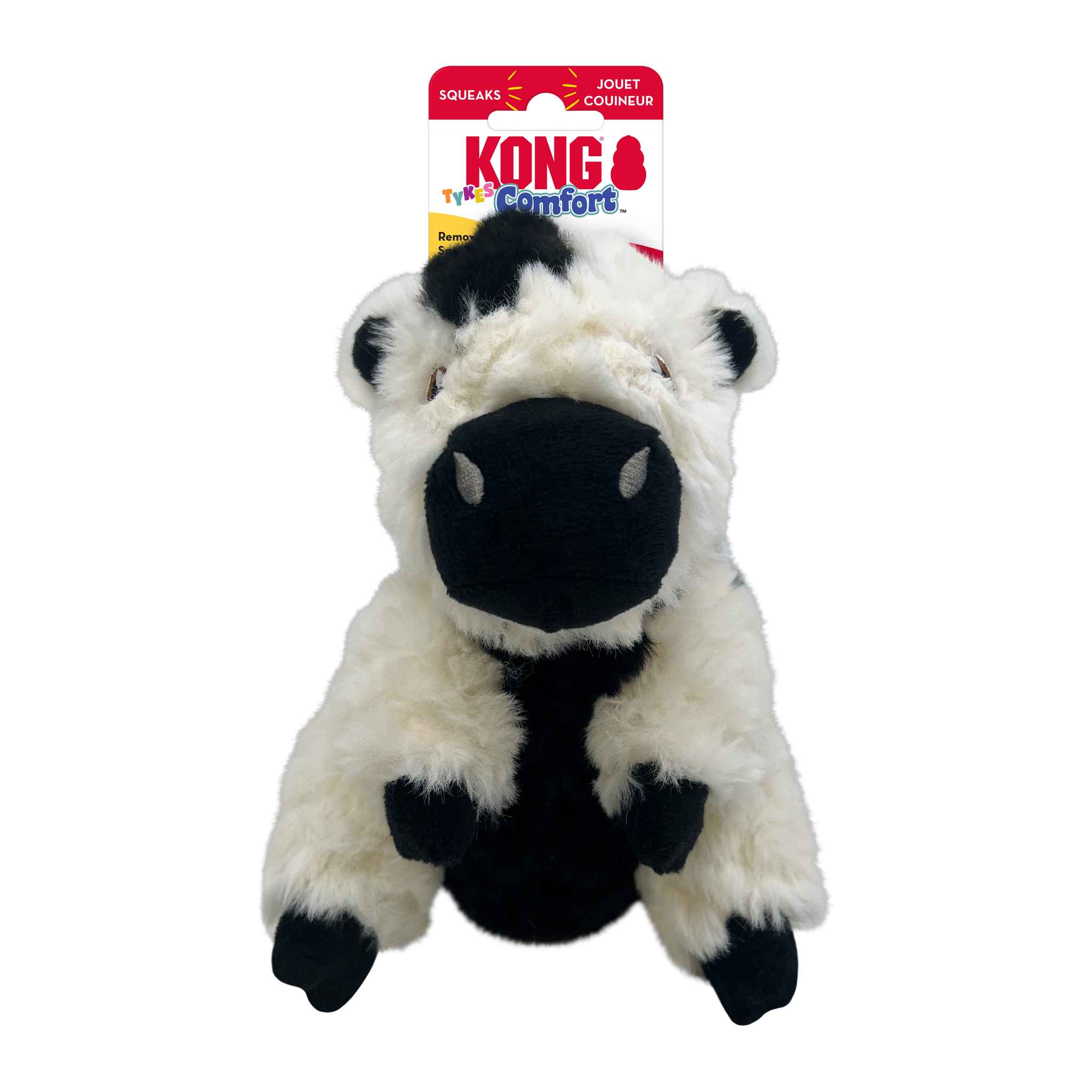 KONG Comfort Tykes Cow dog toy in retail packaging