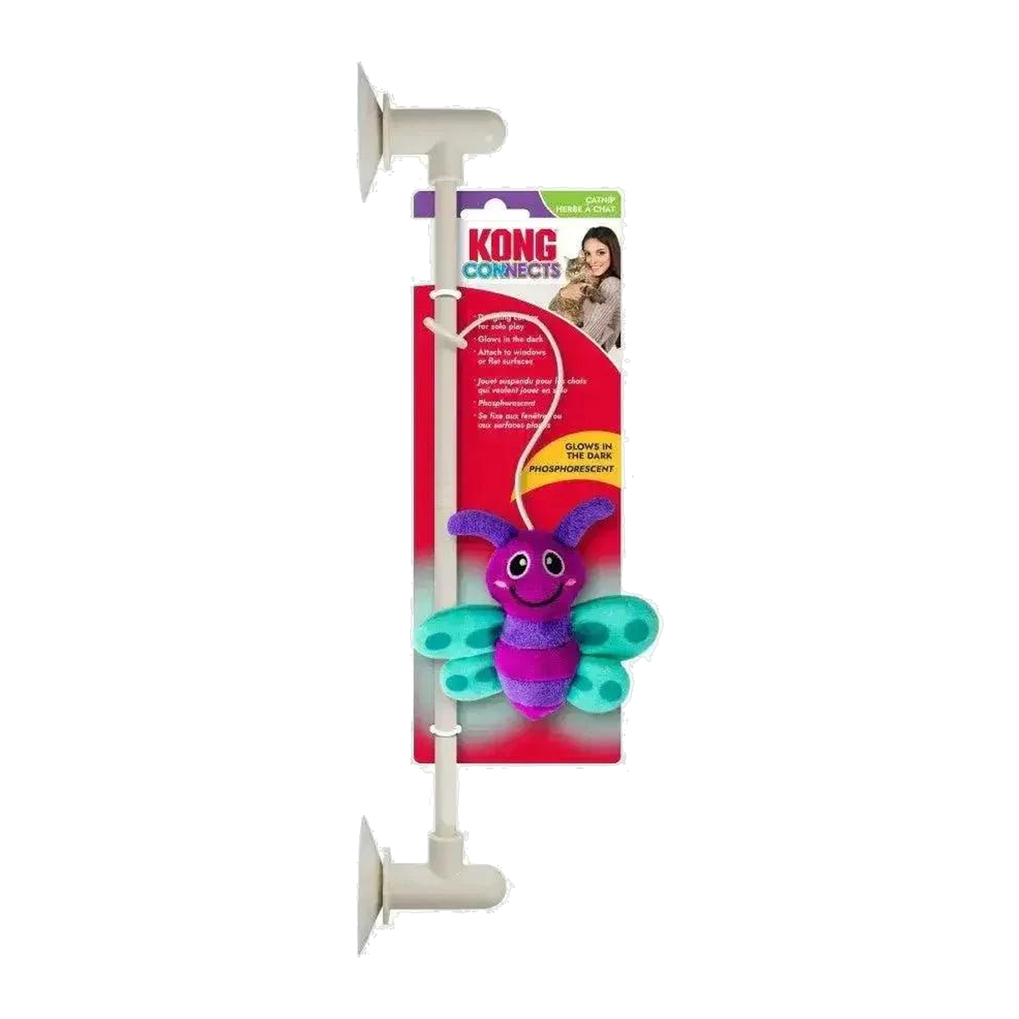 KONG Connects Glow Firefly window-mount cat toy retail packaging