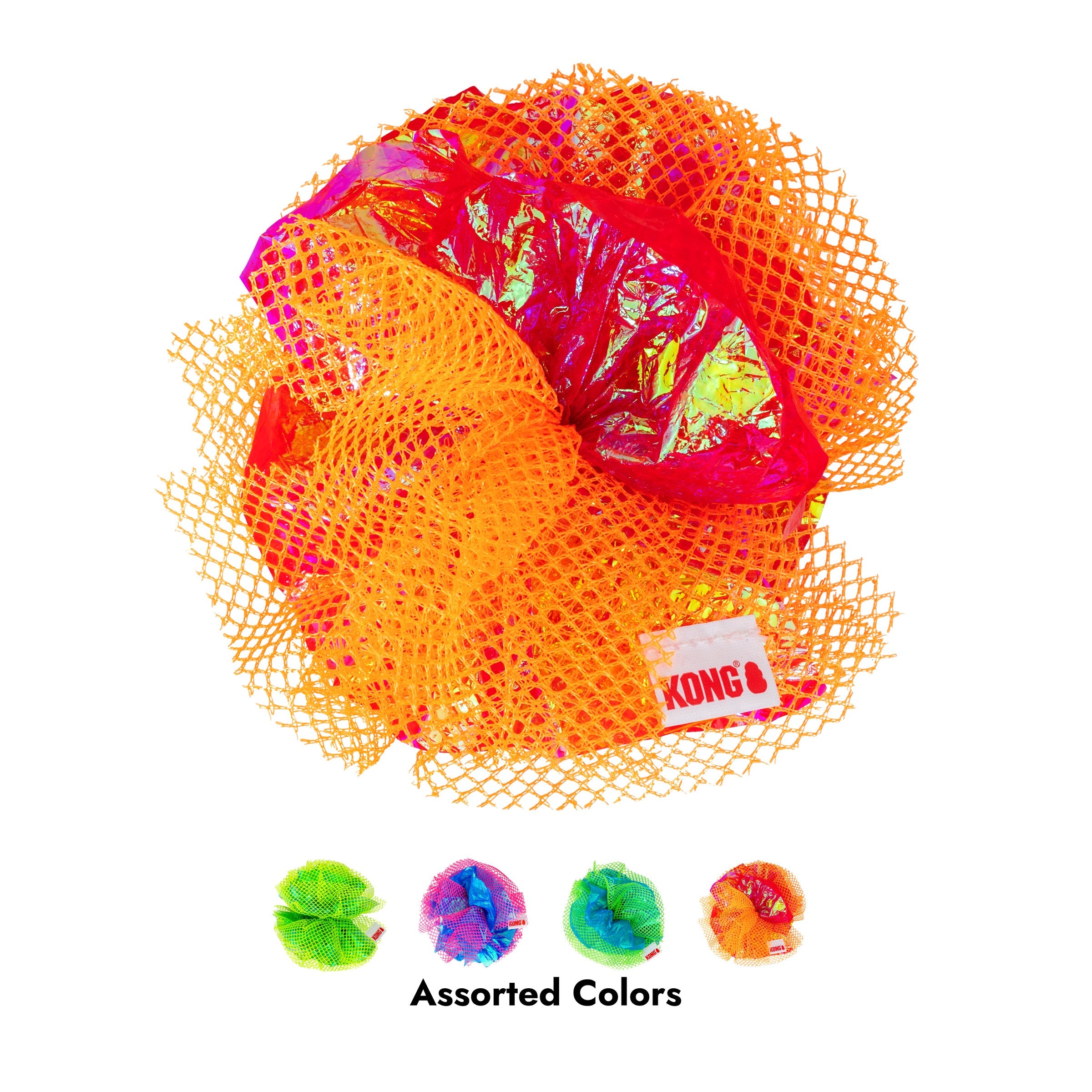 KONG Crackles Fluff Balls assorted color options