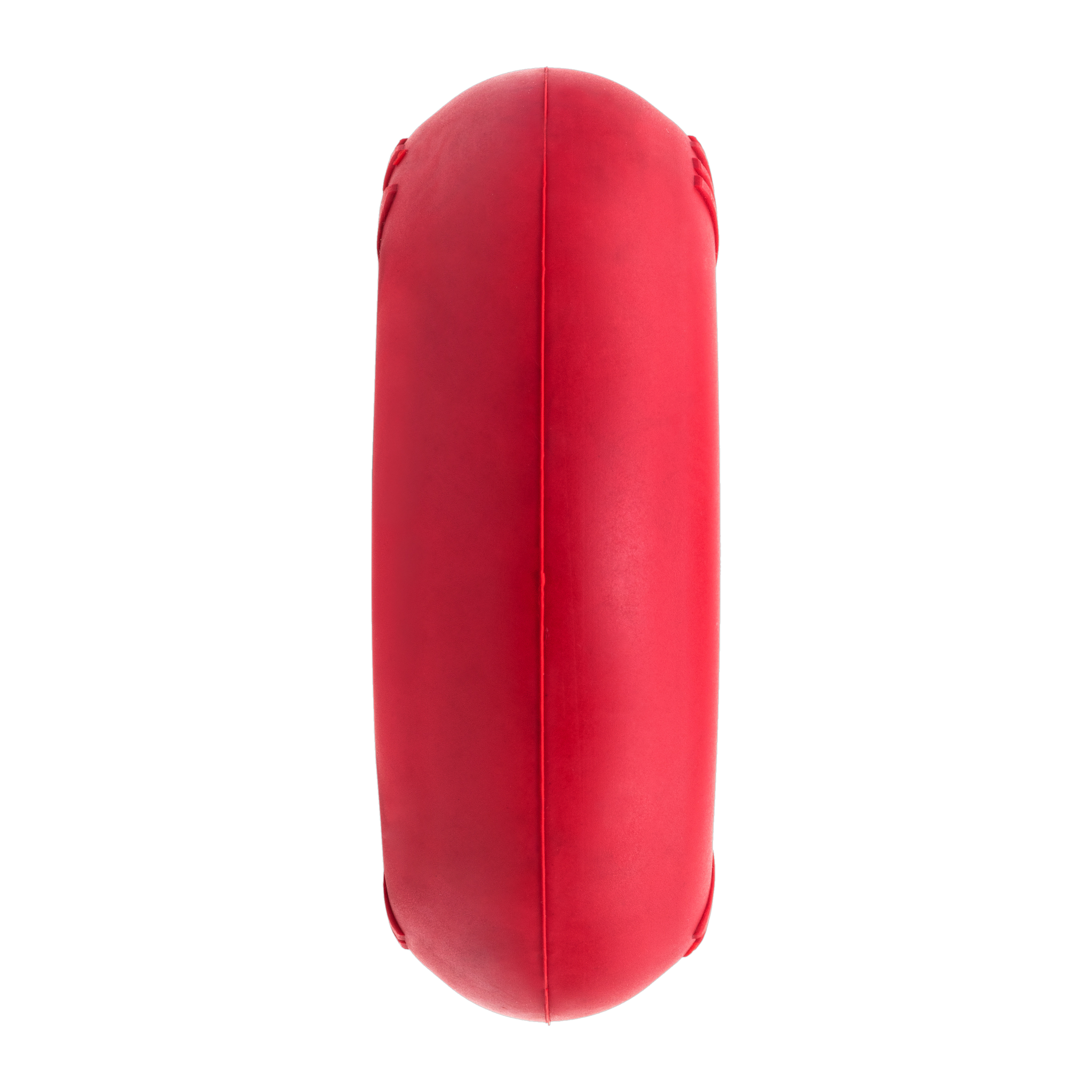 KONG Donut red rubber dog toy, side profile showing rounded ring shape