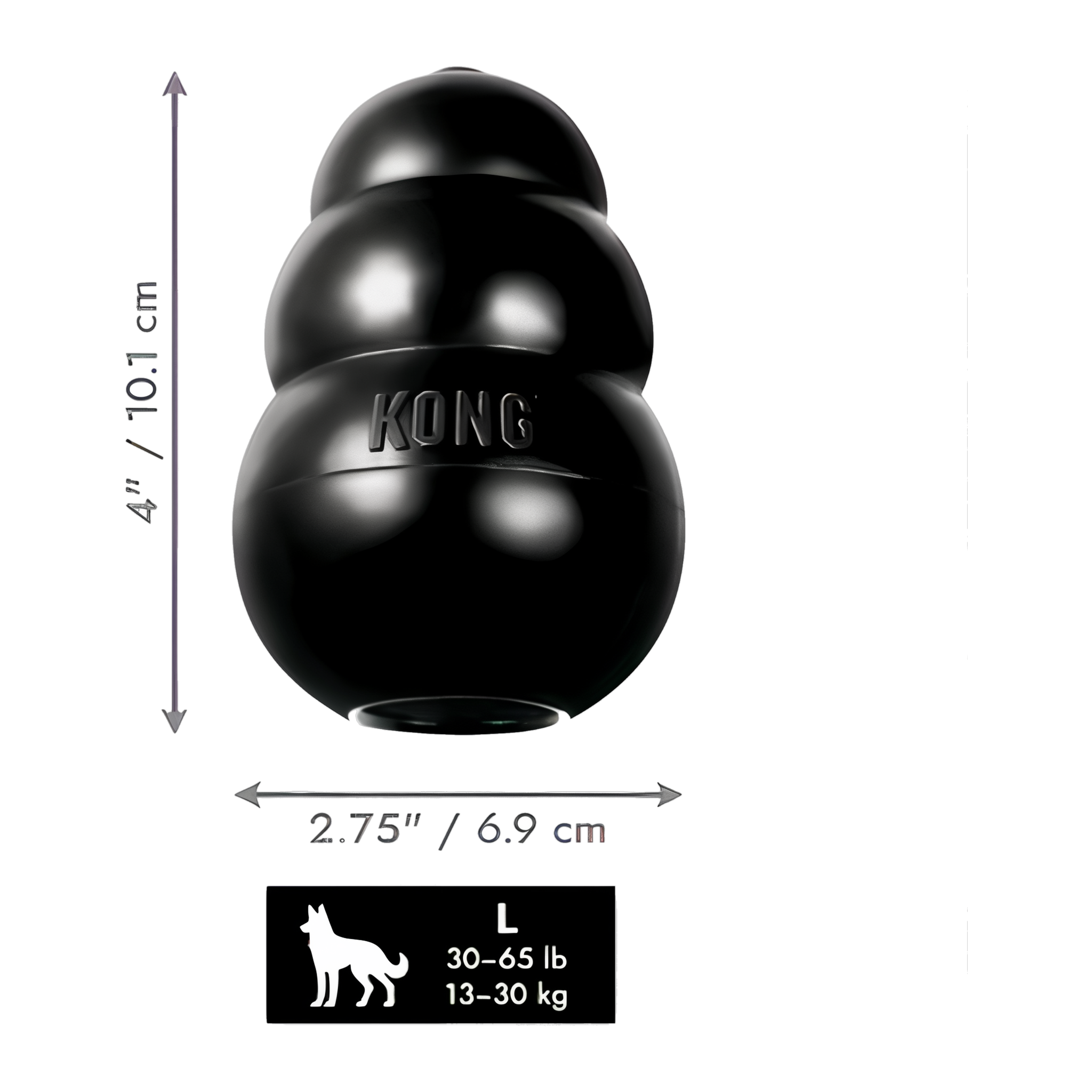 KONG Extreme dog toy Large size dimensions, for dogs 30-65 lb
