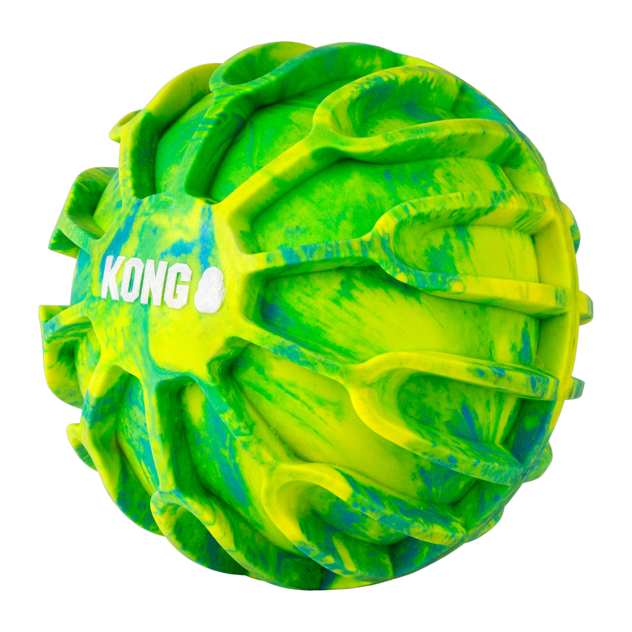 KONG Flexball Sport Ball angled view showing deep grip ridges