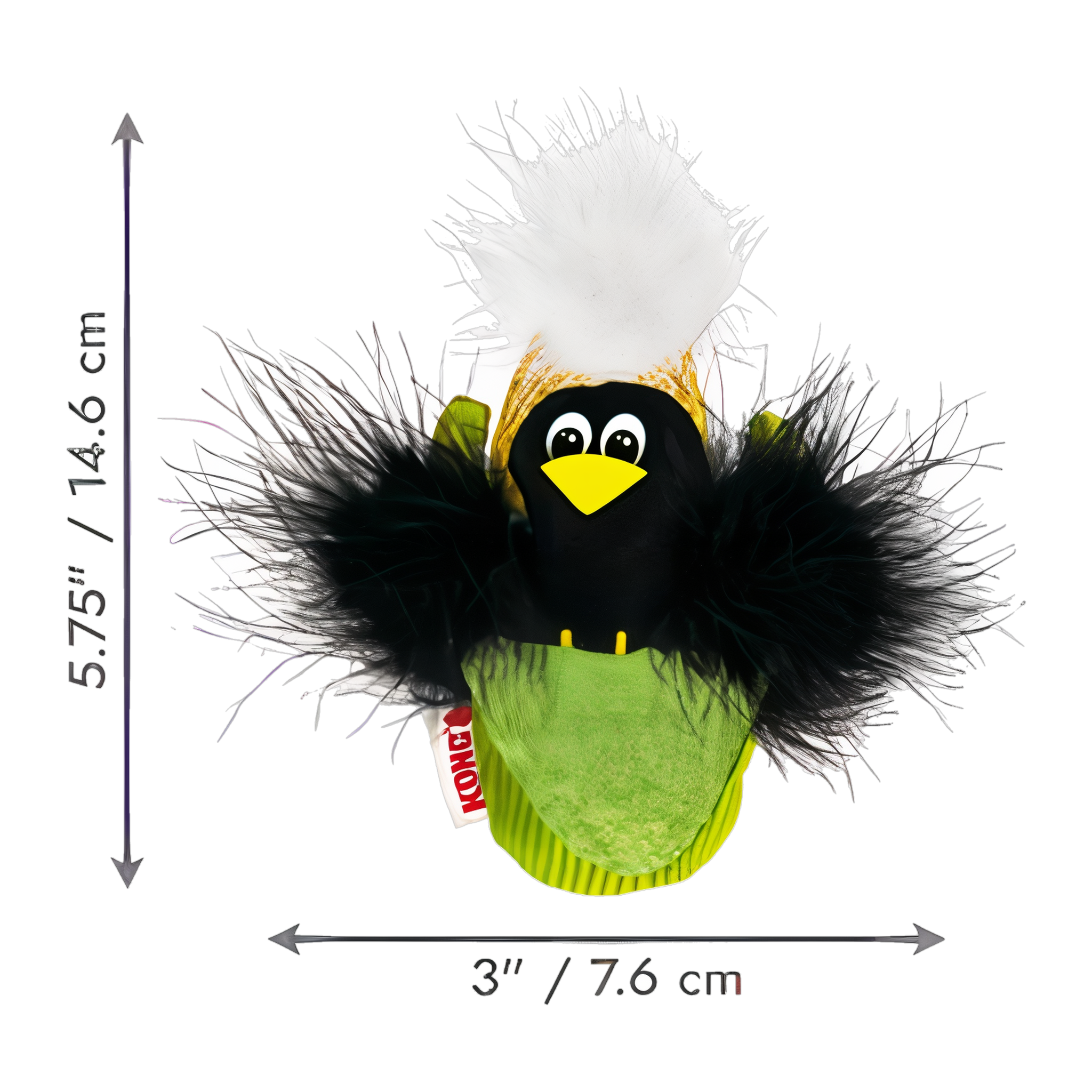 KONG Flingaroo Corny dimensions 5.75 inches tall by 3 inches wide